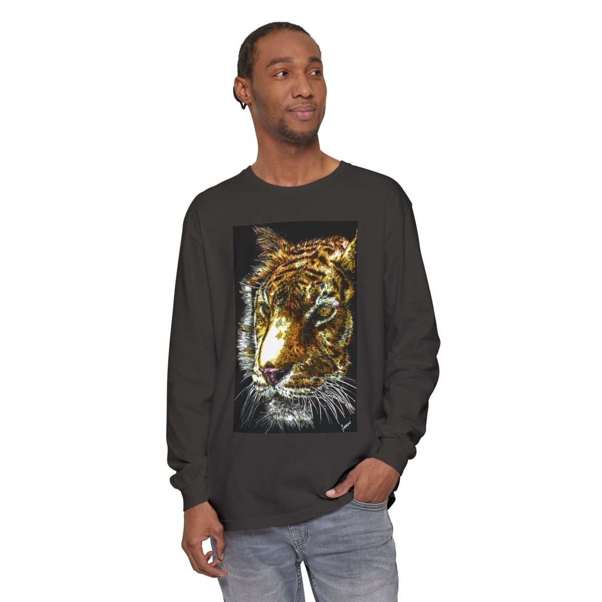 Tiger Hand Drawn Unisex Long Sleeve T-Shirt - Curran Artworks