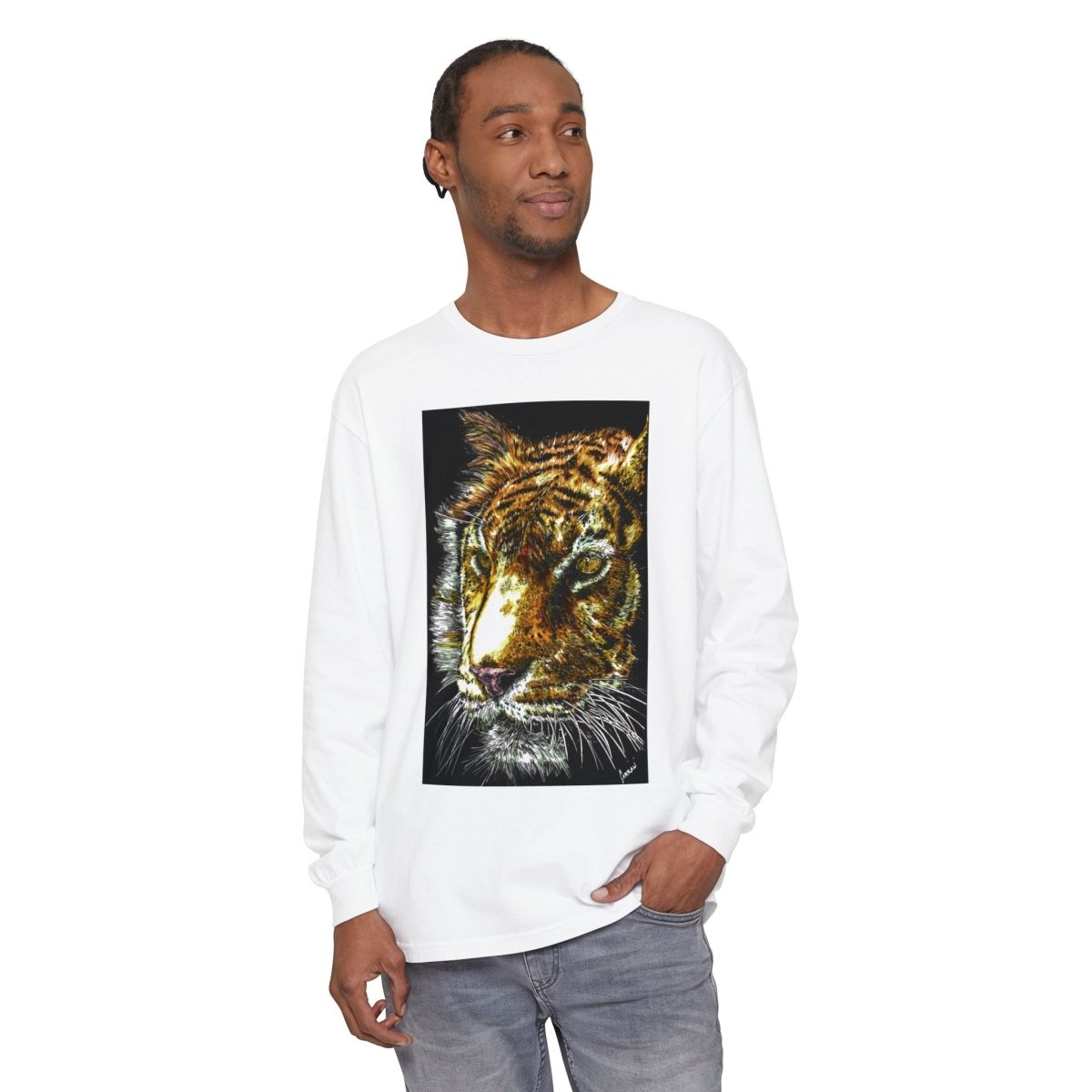 Tiger Hand Drawn Unisex Long Sleeve T-Shirt - Curran Artworks