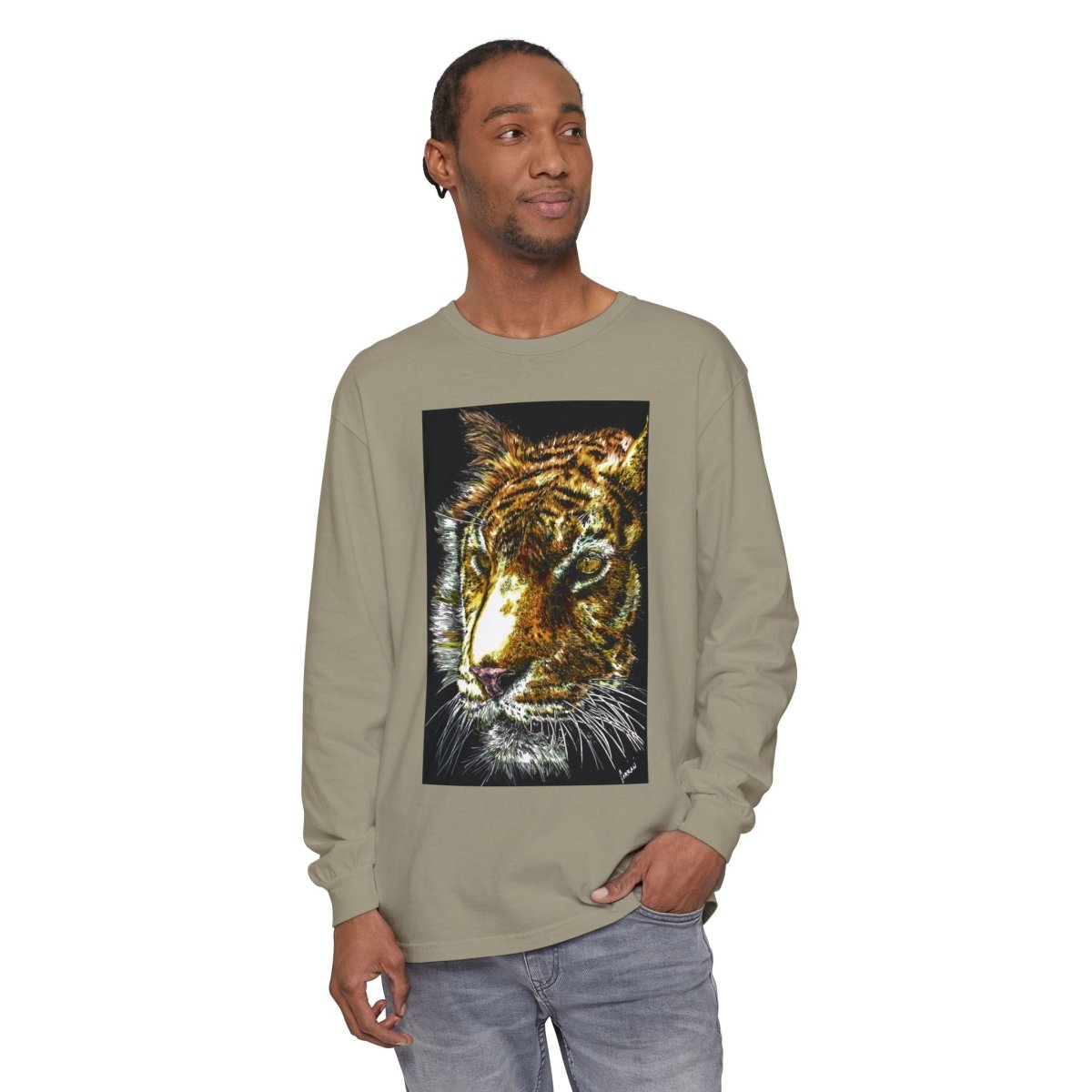 Tiger Hand Drawn Unisex Long Sleeve T-Shirt - Curran Artworks