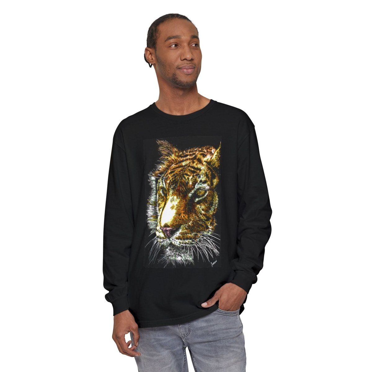 Tiger Hand Drawn Unisex Long Sleeve T-Shirt - Curran Artworks