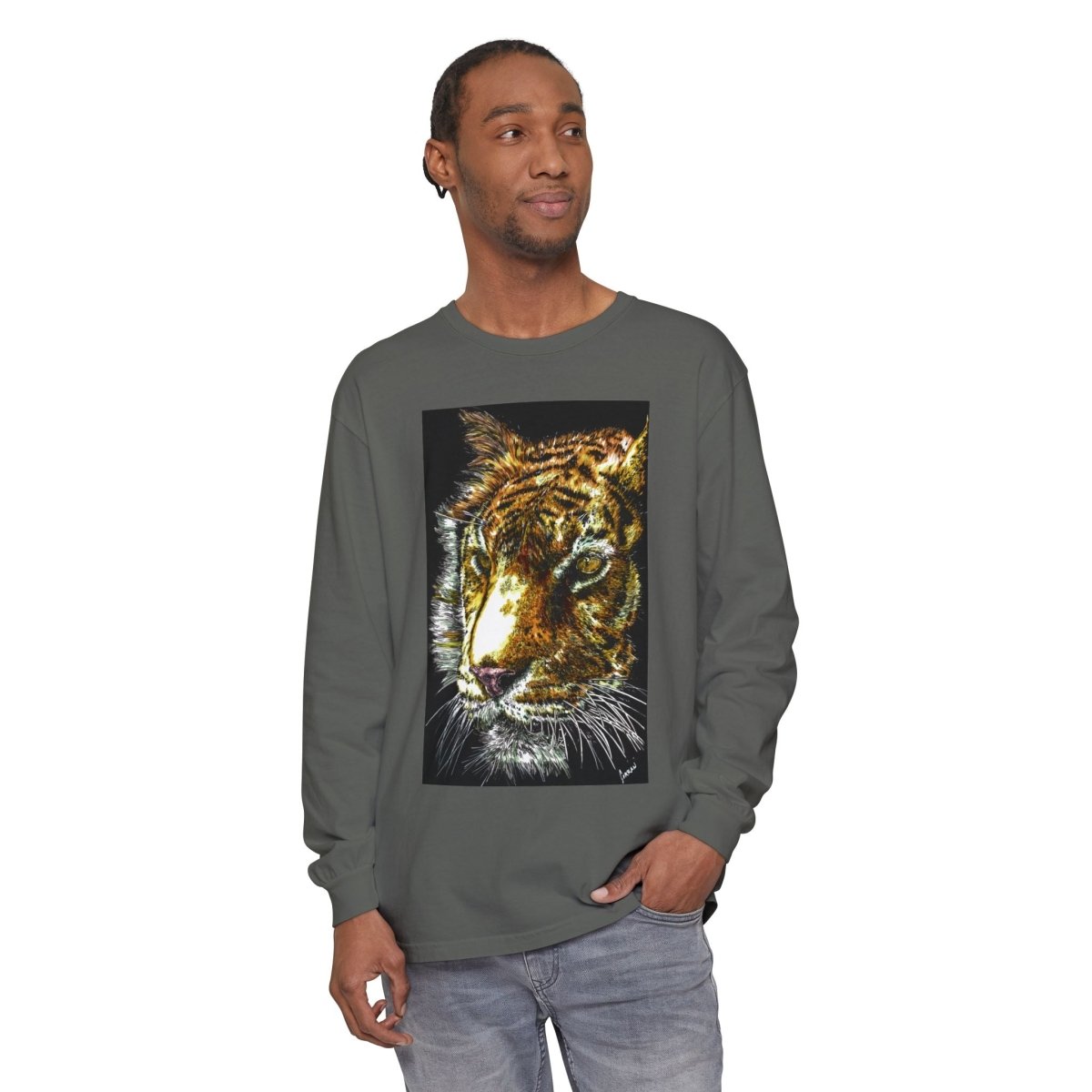 Tiger Hand Drawn Unisex Long Sleeve T-Shirt - Curran Artworks