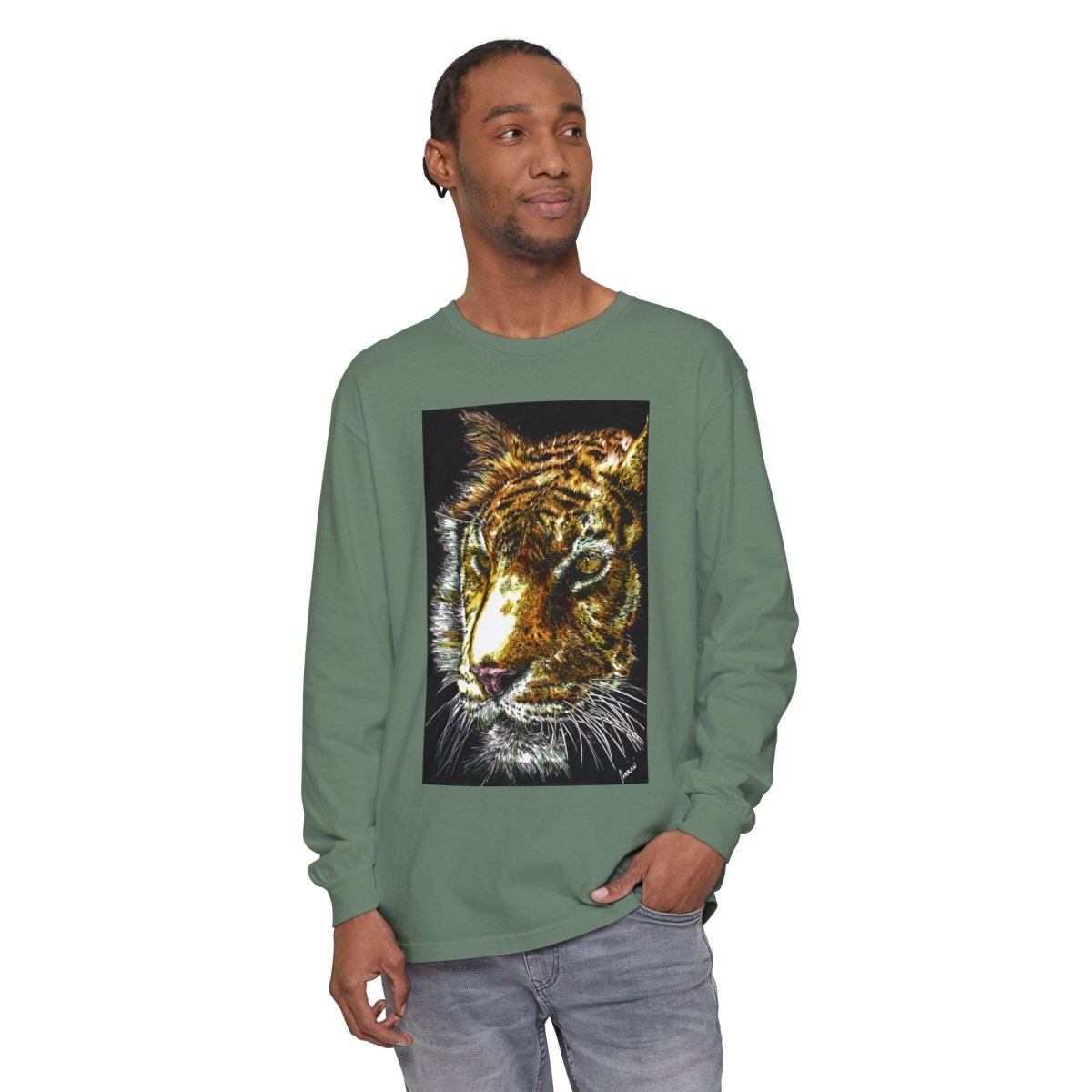 Tiger Hand Drawn Unisex Long Sleeve T-Shirt - Curran Artworks