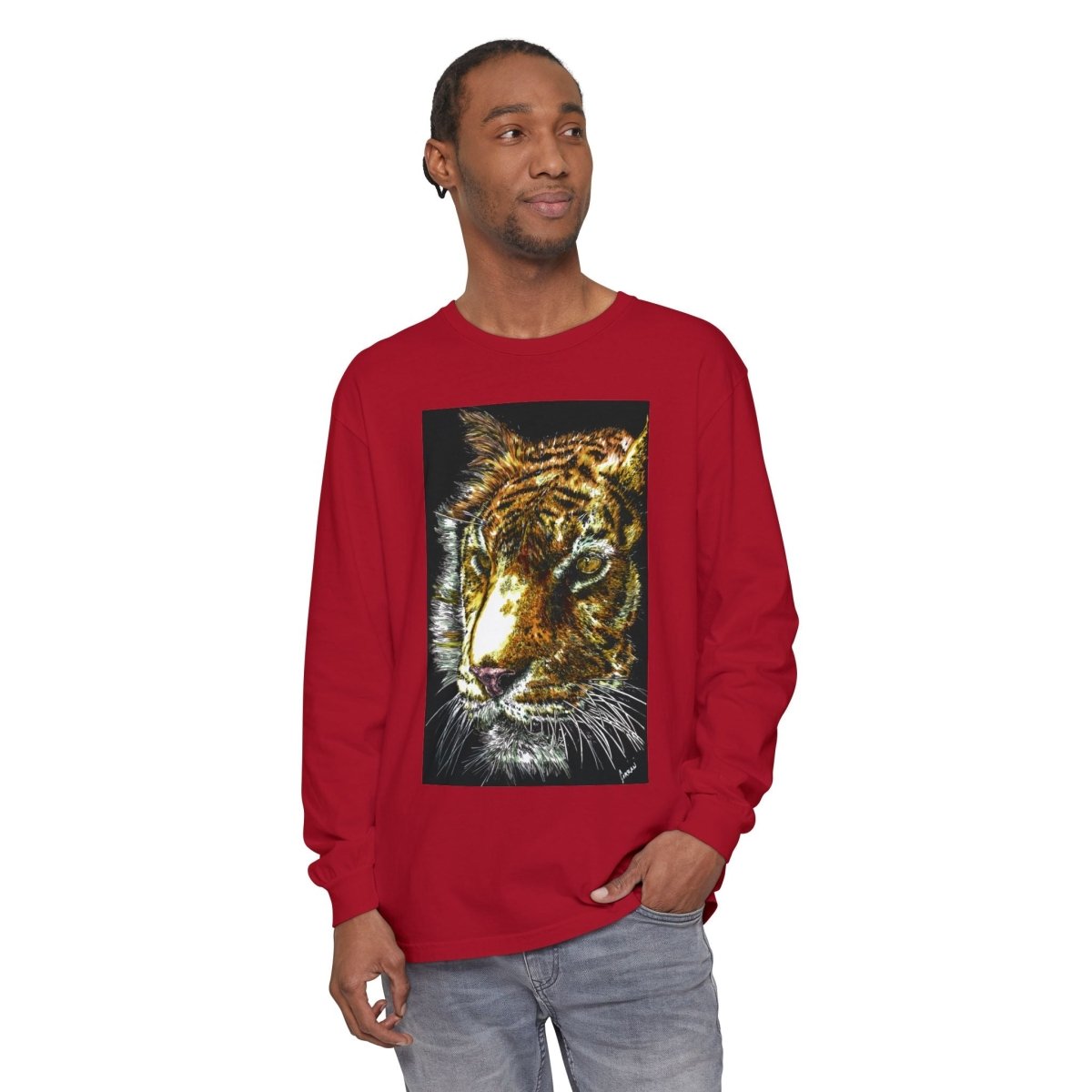 Tiger Hand Drawn Unisex Long Sleeve T-Shirt - Curran Artworks