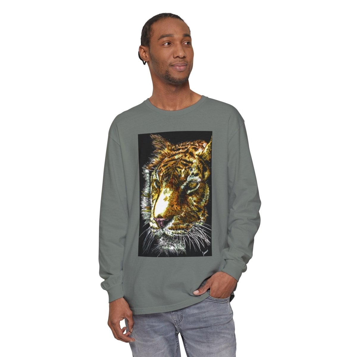 Tiger Hand Drawn Unisex Long Sleeve T-Shirt - Curran Artworks