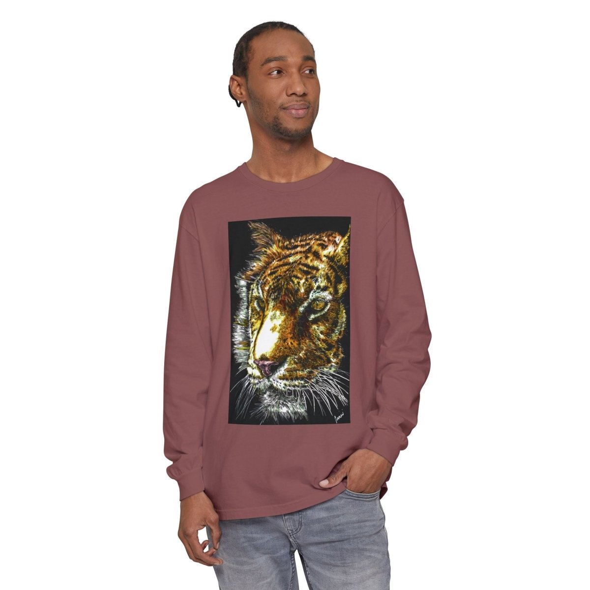 Tiger Hand Drawn Unisex Long Sleeve T-Shirt - Curran Artworks