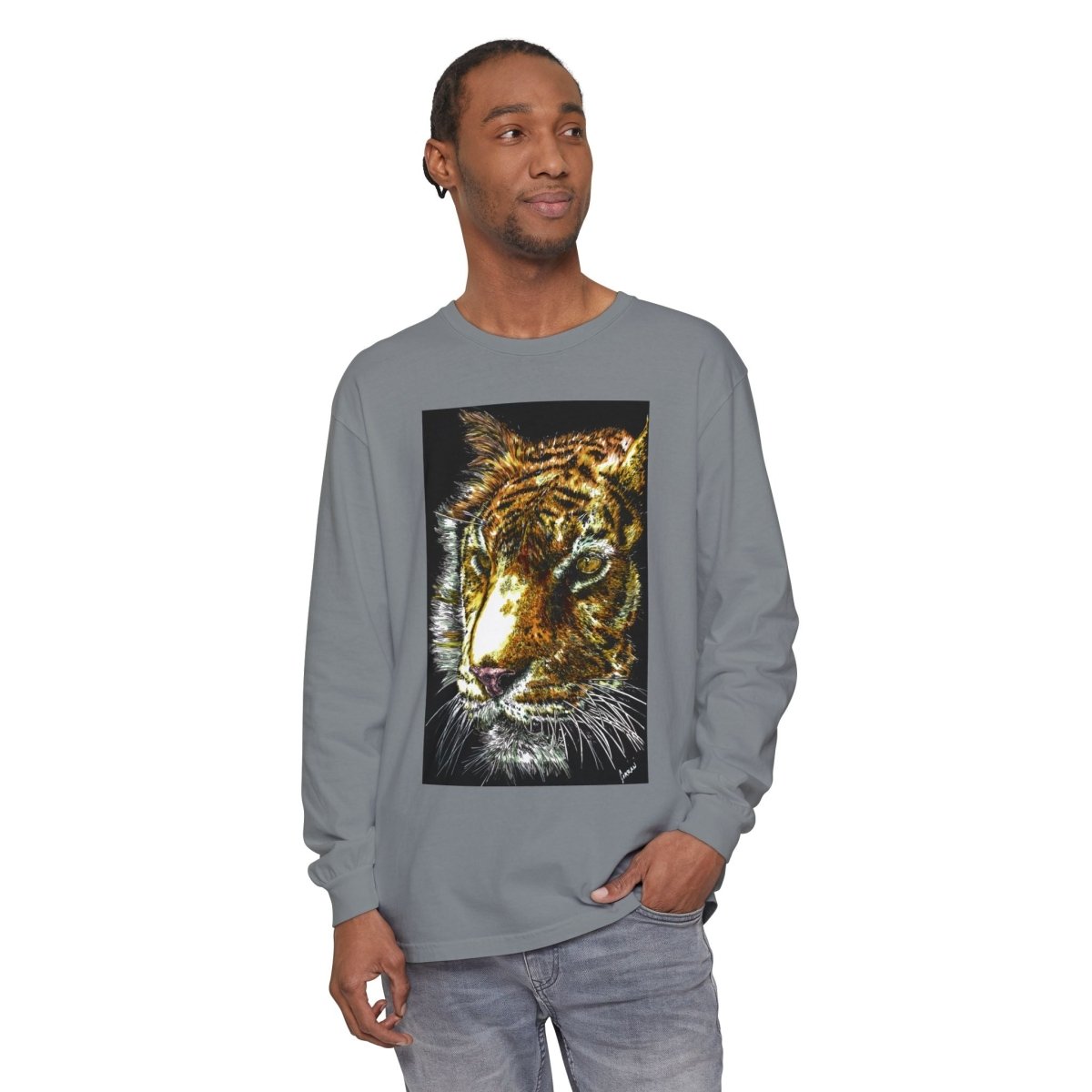 Tiger Hand Drawn Unisex Long Sleeve T-Shirt - Curran Artworks