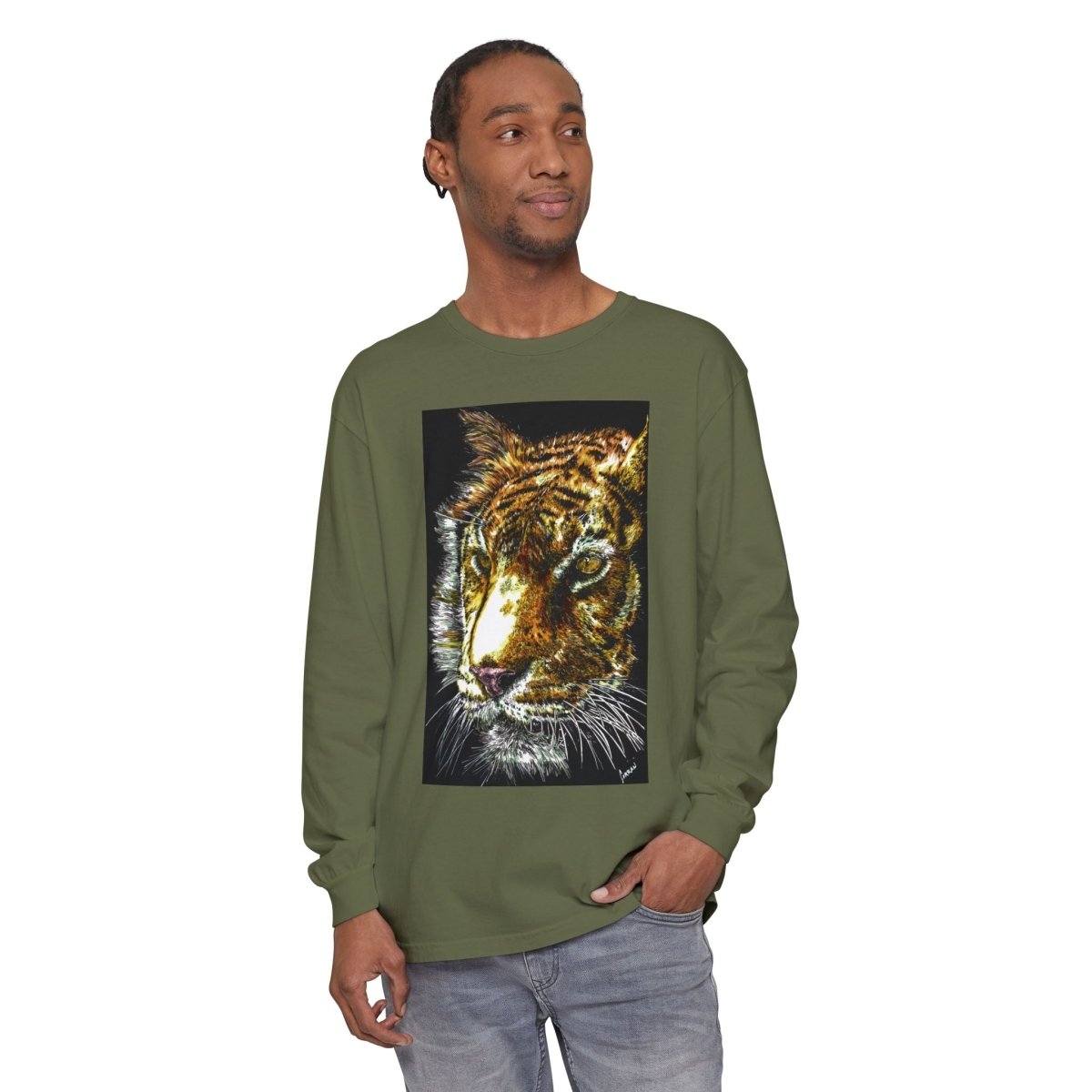 Tiger Hand Drawn Unisex Long Sleeve T-Shirt - Curran Artworks