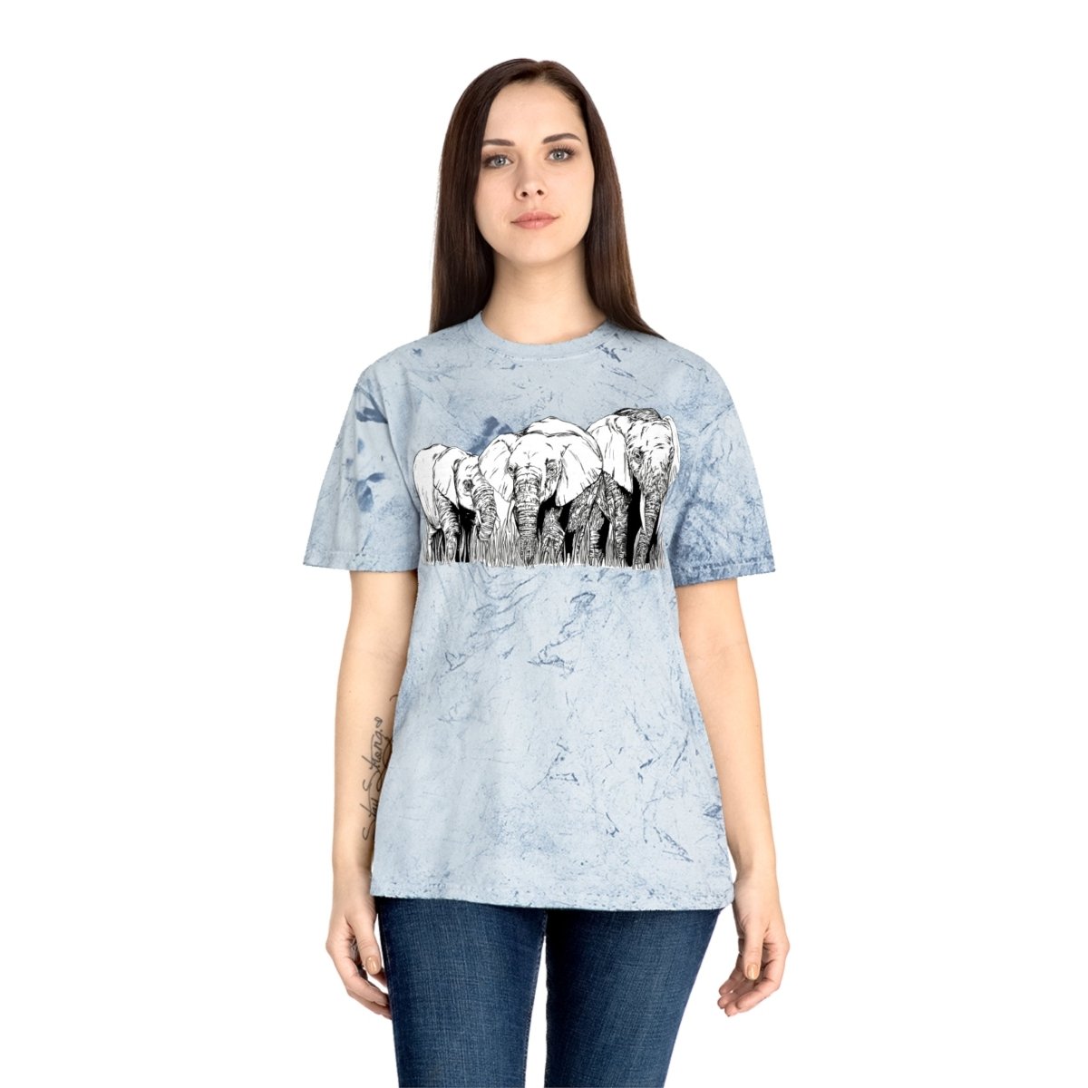 Unisex Color Blast Elephant Graphic T-Shirt - Eco - Friendly Art Tee - Curran Artworks