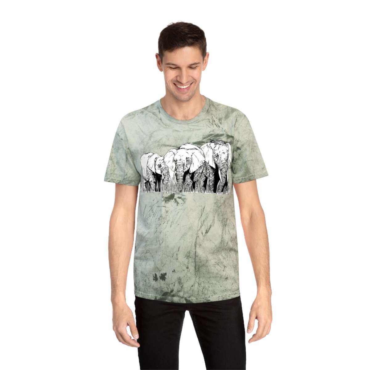 Unisex Color Blast Elephant Graphic T-Shirt - Eco - Friendly Art Tee - Curran Artworks