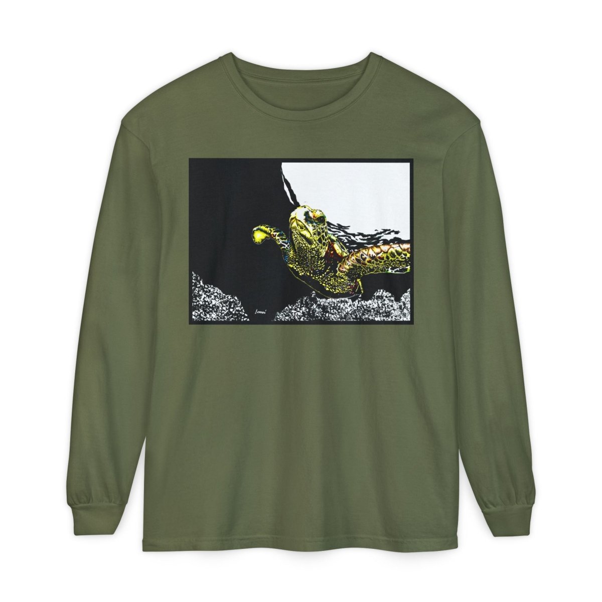 Unisex Long Sleeve T-Shirt with Vibrant Turtle Print – Perfect for Nature Lovers - Curran Artworks
