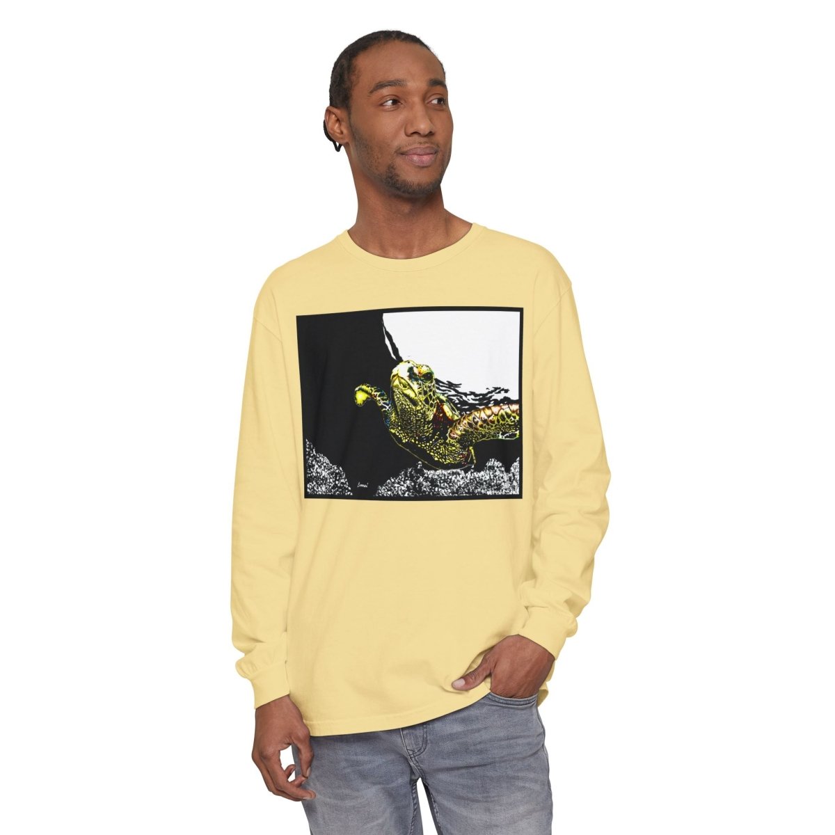 Unisex Long Sleeve T-Shirt with Vibrant Turtle Print – Perfect for Nature Lovers - Curran Artworks