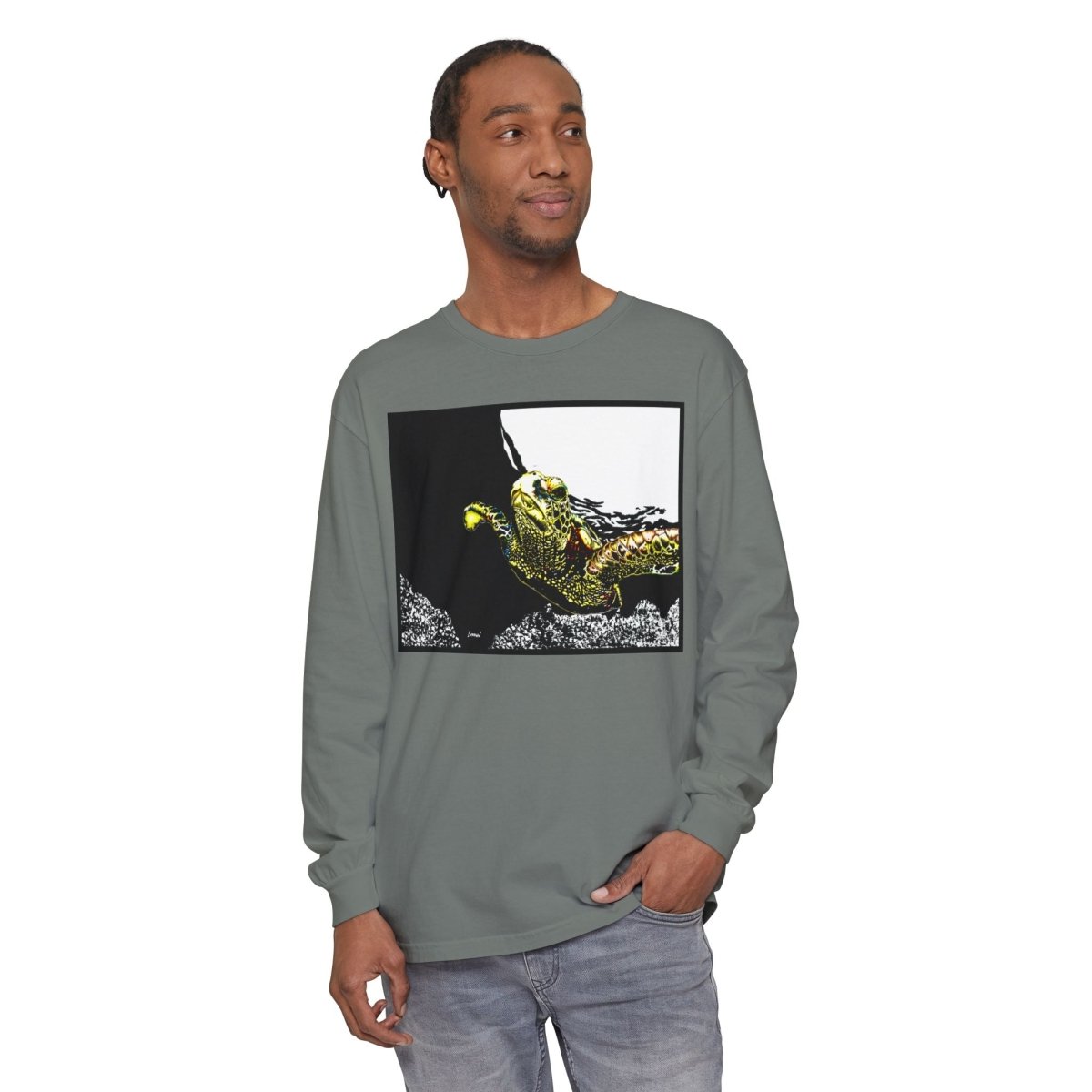 Unisex Long Sleeve T-Shirt with Vibrant Turtle Print – Perfect for Nature Lovers - Curran Artworks