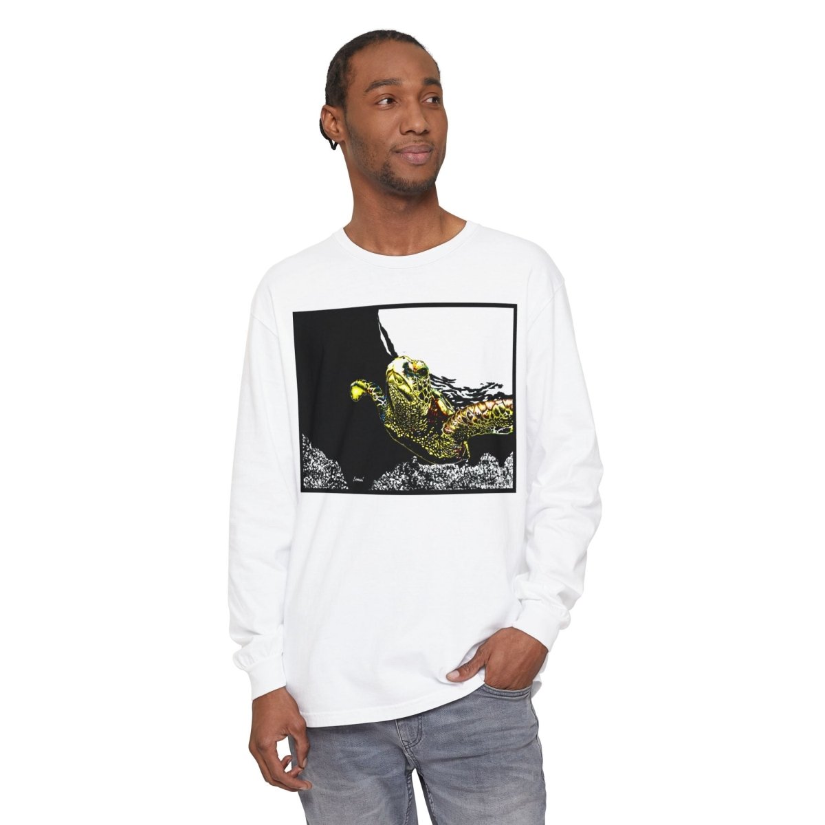 Unisex Long Sleeve T-Shirt with Vibrant Turtle Print – Perfect for Nature Lovers - Curran Artworks