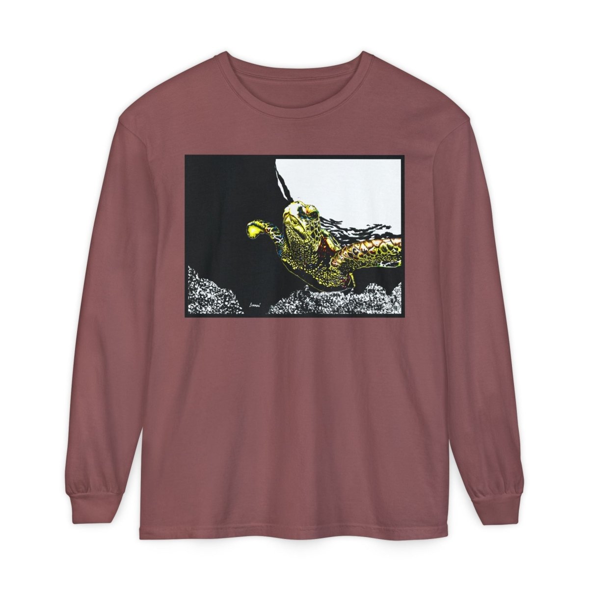 Unisex Long Sleeve T-Shirt with Vibrant Turtle Print – Perfect for Nature Lovers - Curran Artworks
