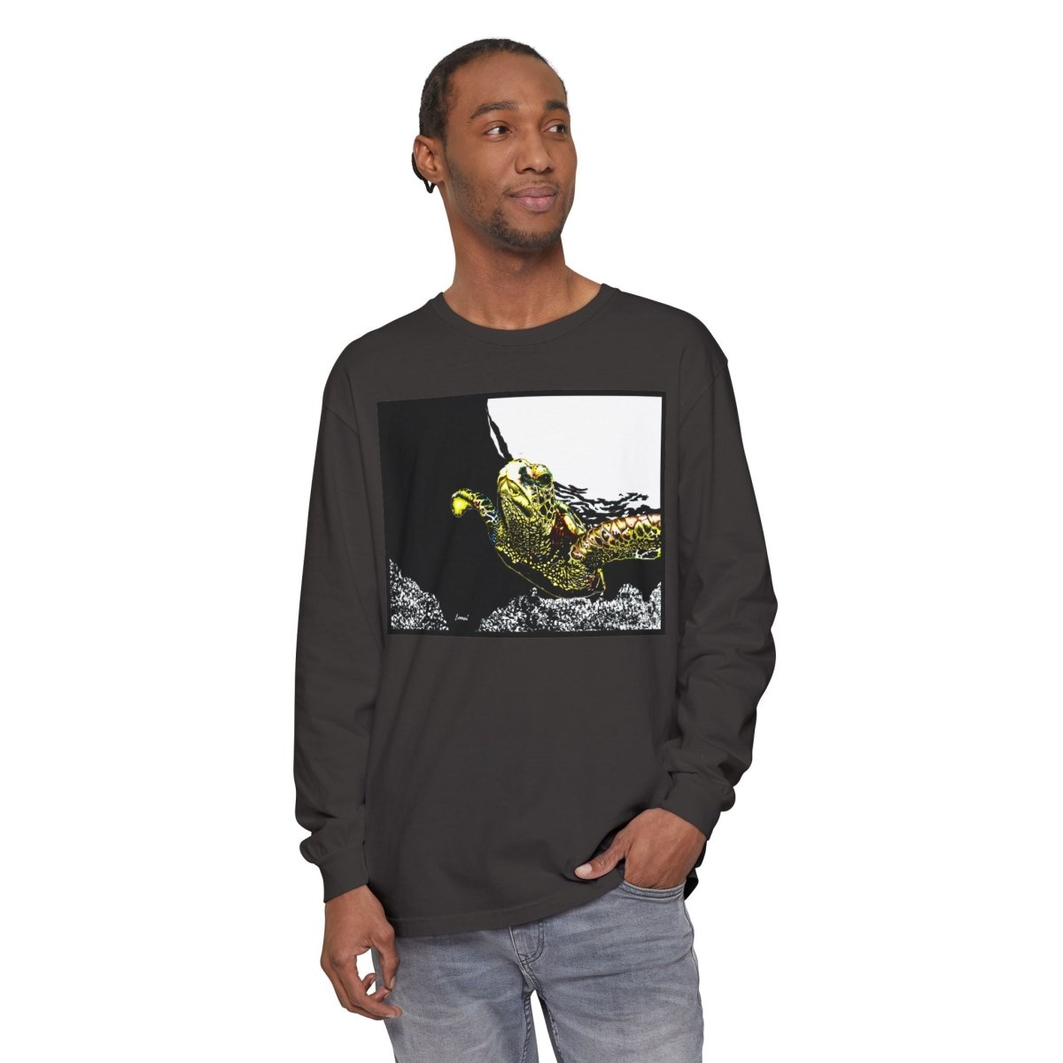 Unisex Long Sleeve T-Shirt with Vibrant Turtle Print – Perfect for Nature Lovers - Curran Artworks