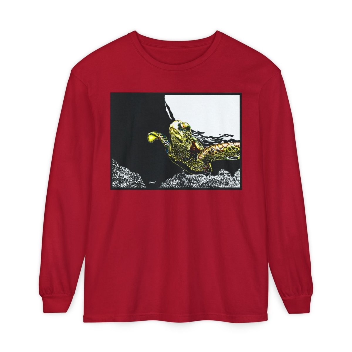 Unisex Long Sleeve T-Shirt with Vibrant Turtle Print – Perfect for Nature Lovers - Curran Artworks