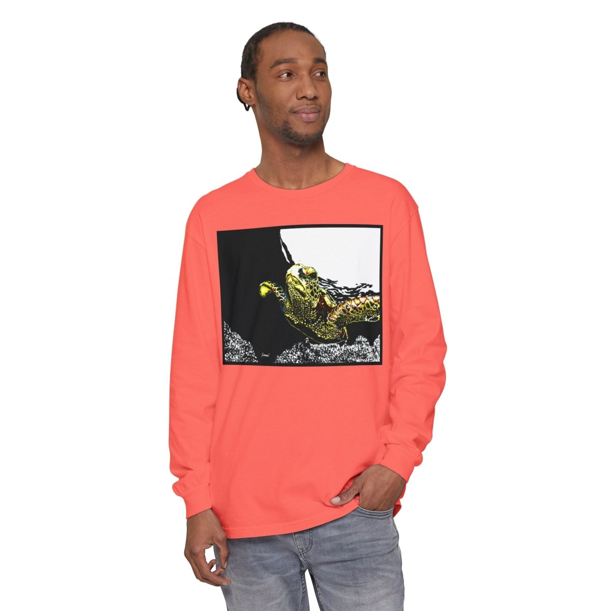 Unisex Long Sleeve T-Shirt with Vibrant Turtle Print – Perfect for Nature Lovers - Curran Artworks