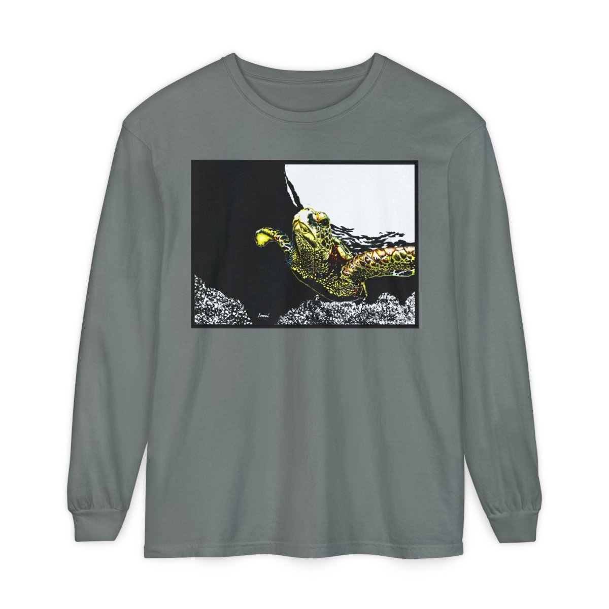 Unisex Long Sleeve T-Shirt with Vibrant Turtle Print – Perfect for Nature Lovers - Curran Artworks