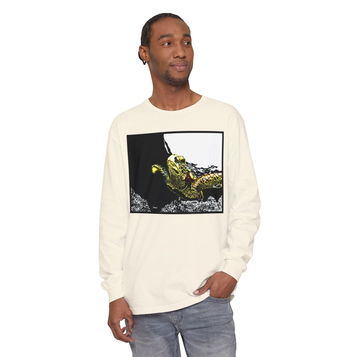 Unisex Long Sleeve T-Shirt with Vibrant Turtle Print – Perfect for Nature Lovers - Curran Artworks