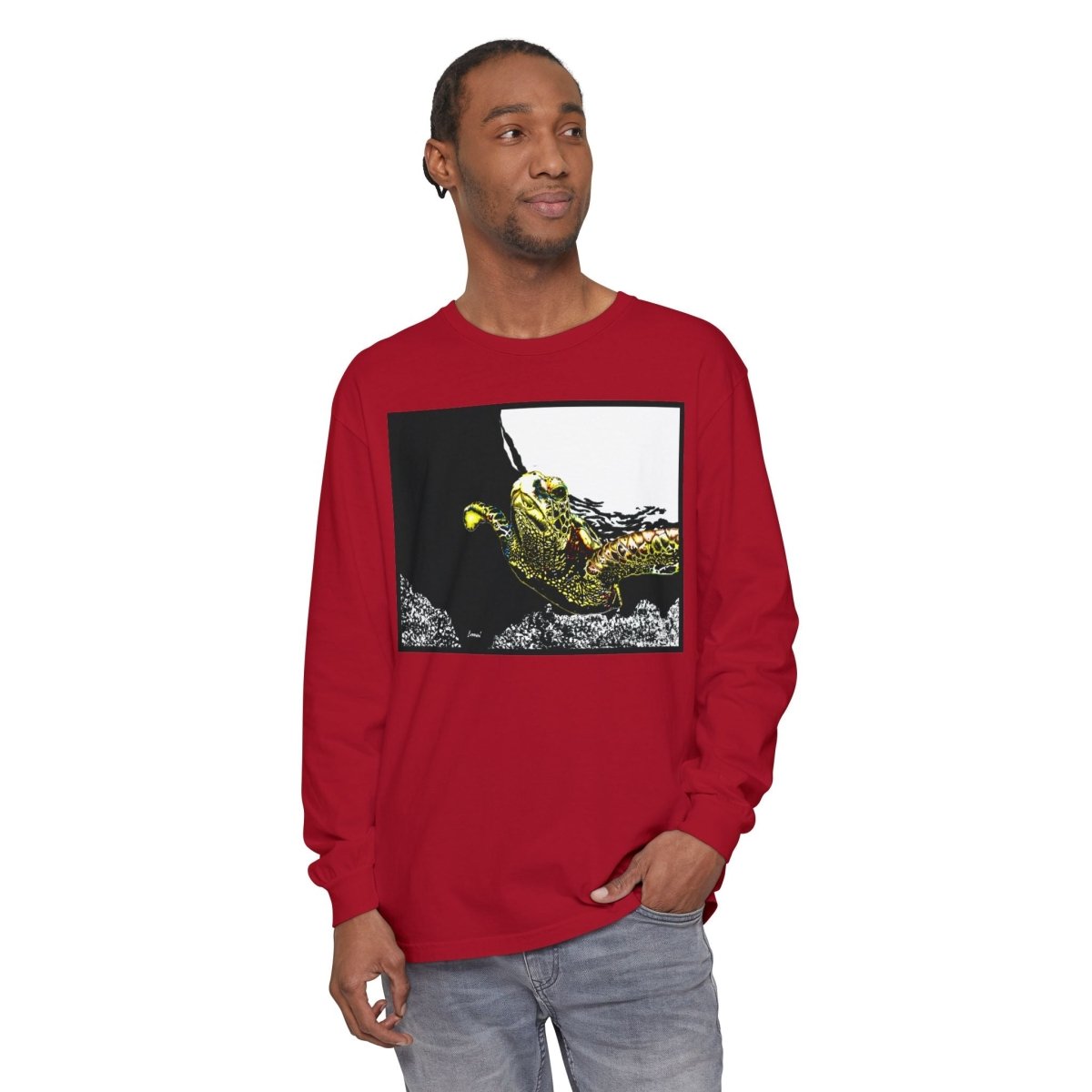 Unisex Long Sleeve T-Shirt with Vibrant Turtle Print – Perfect for Nature Lovers - Curran Artworks