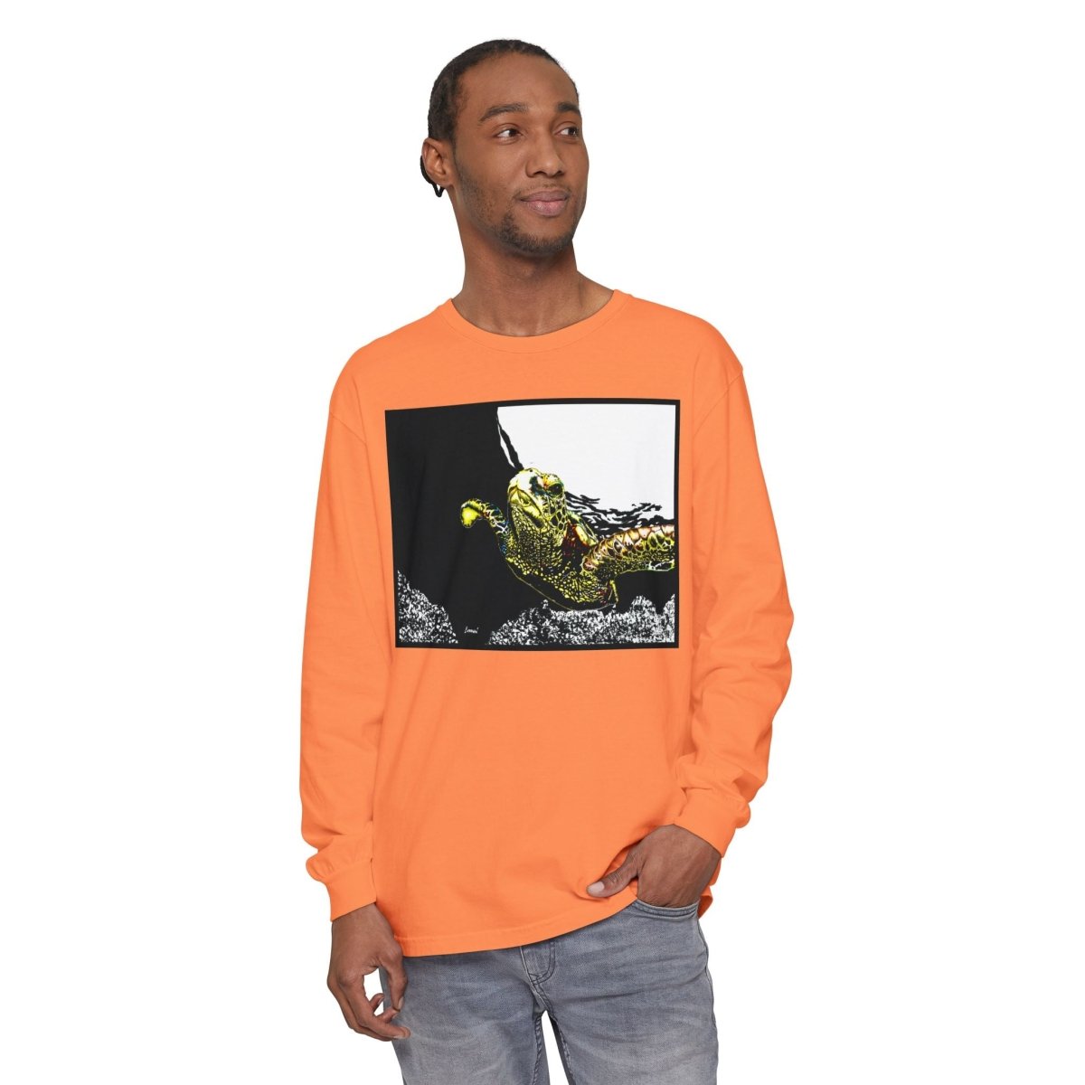 Unisex Long Sleeve T-Shirt with Vibrant Turtle Print – Perfect for Nature Lovers - Curran Artworks