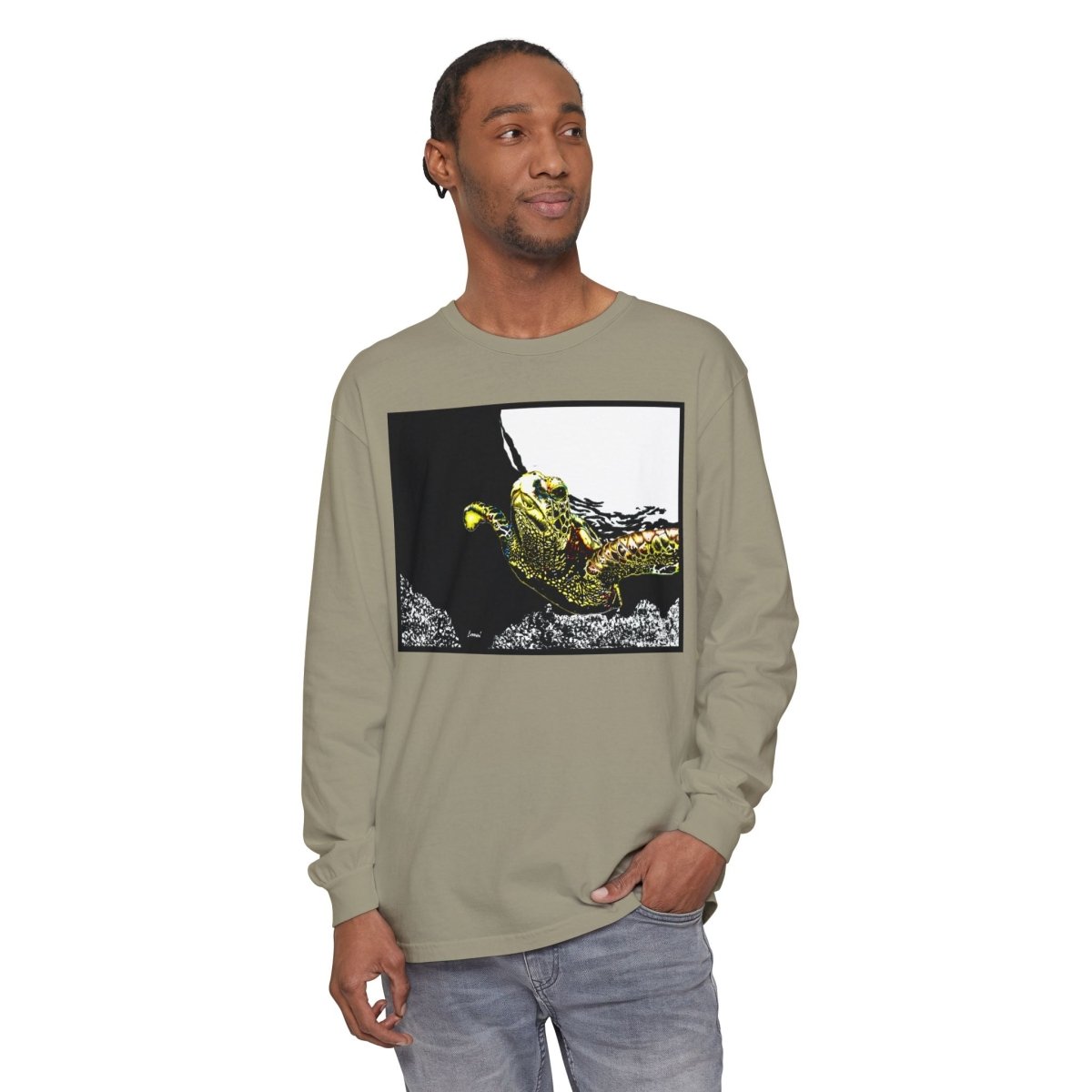 Unisex Long Sleeve T-Shirt with Vibrant Turtle Print – Perfect for Nature Lovers - Curran Artworks
