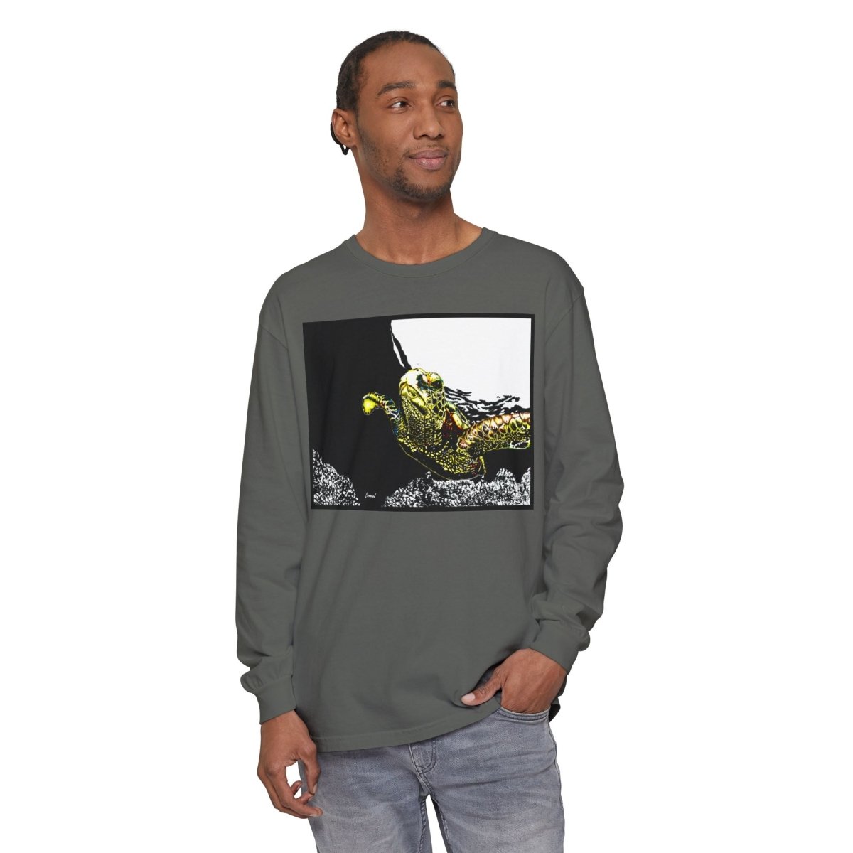 Unisex Long Sleeve T-Shirt with Vibrant Turtle Print – Perfect for Nature Lovers - Curran Artworks