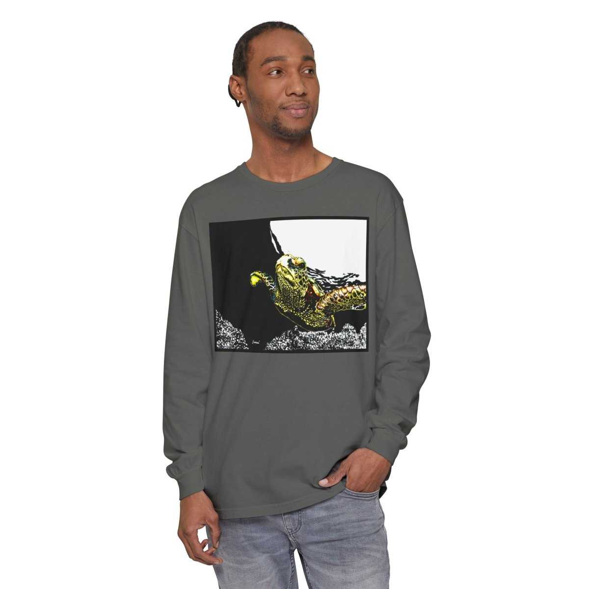 Long Sleeve T-Shirt with Vibrant Turtle Print