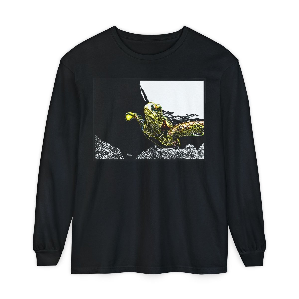 Unisex Long Sleeve T-Shirt with Vibrant Turtle Print – Perfect for Nature Lovers - Curran Artworks