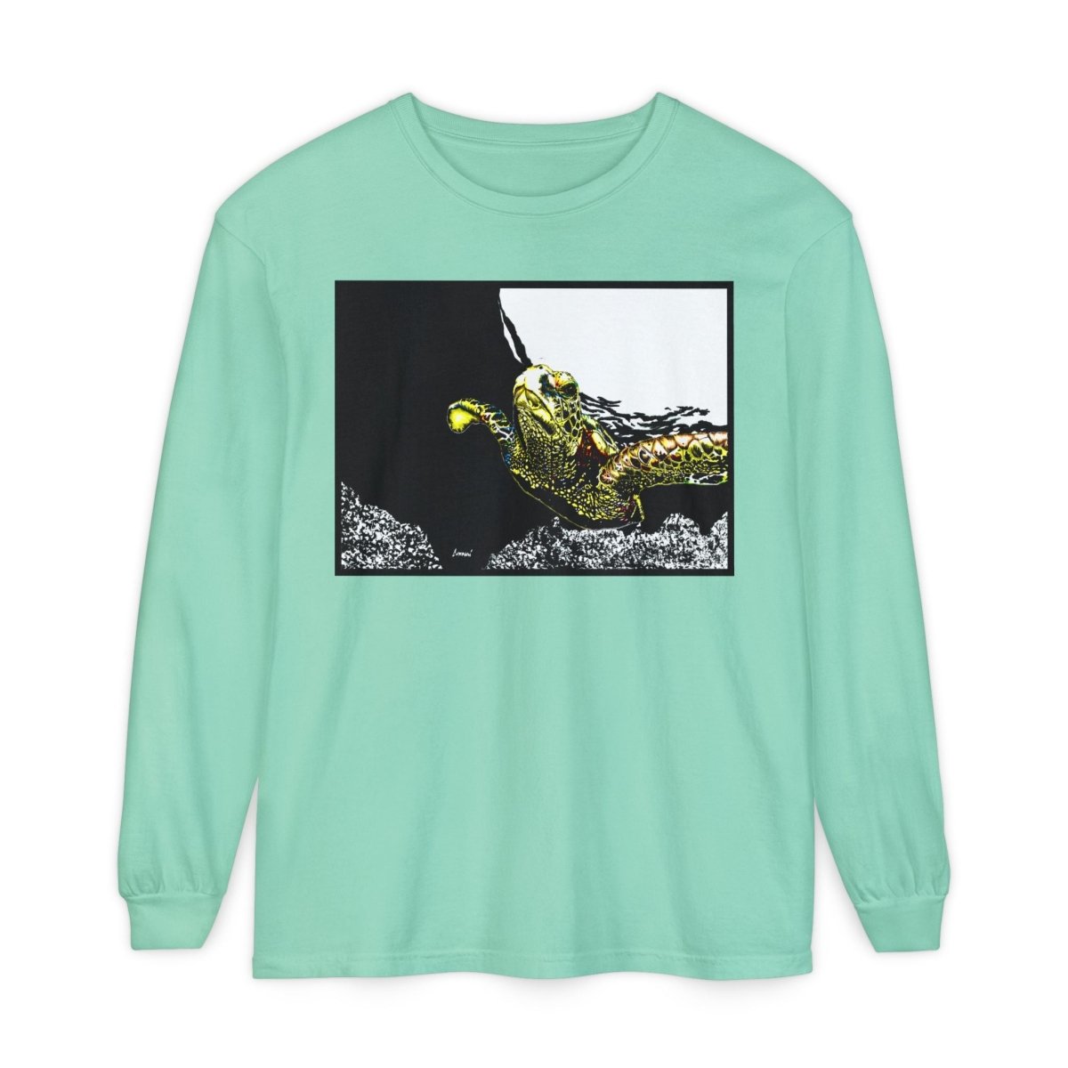 Unisex Long Sleeve T-Shirt with Vibrant Turtle Print – Perfect for Nature Lovers - Curran Artworks