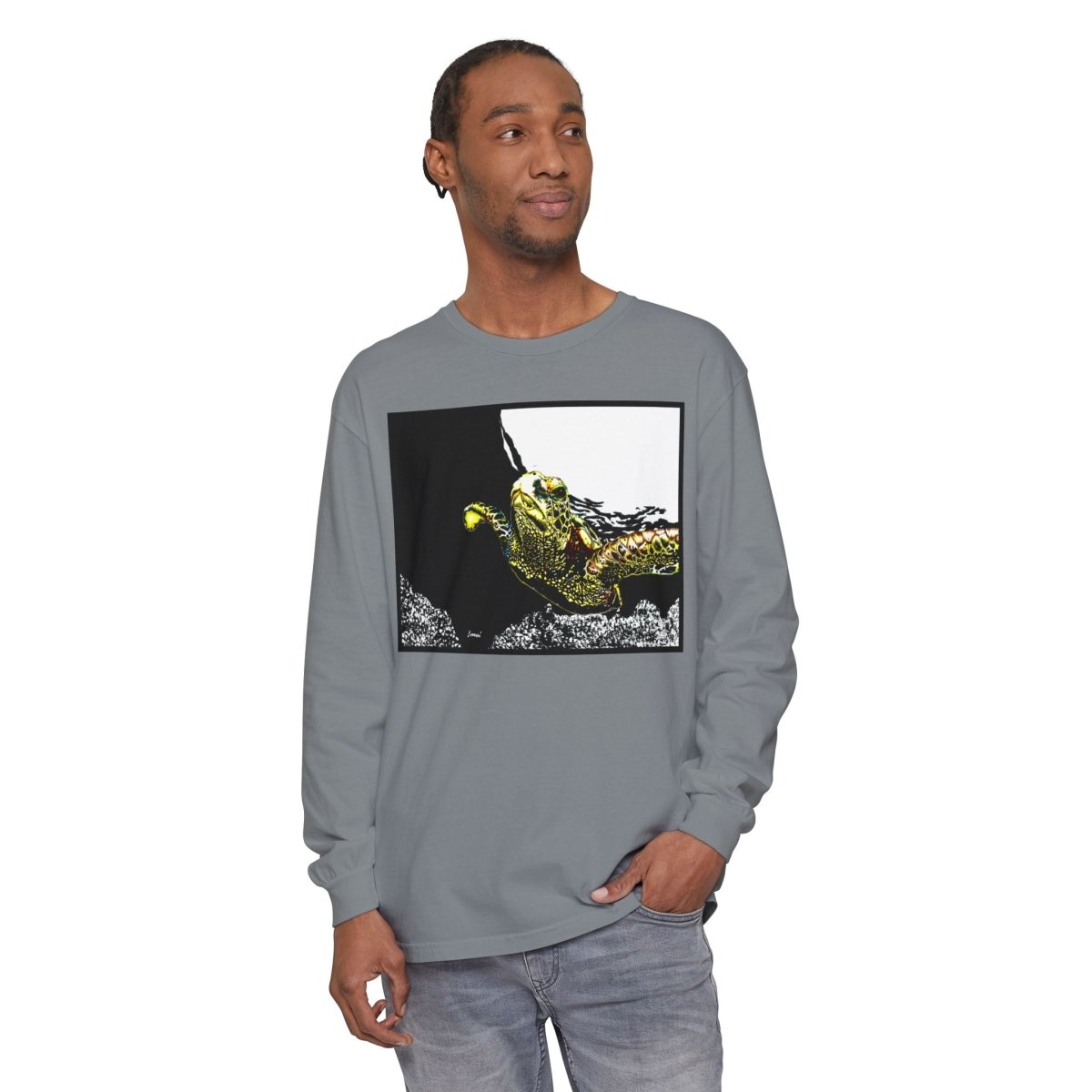 Unisex Long Sleeve T-Shirt with Vibrant Turtle Print – Perfect for Nature Lovers - Curran Artworks
