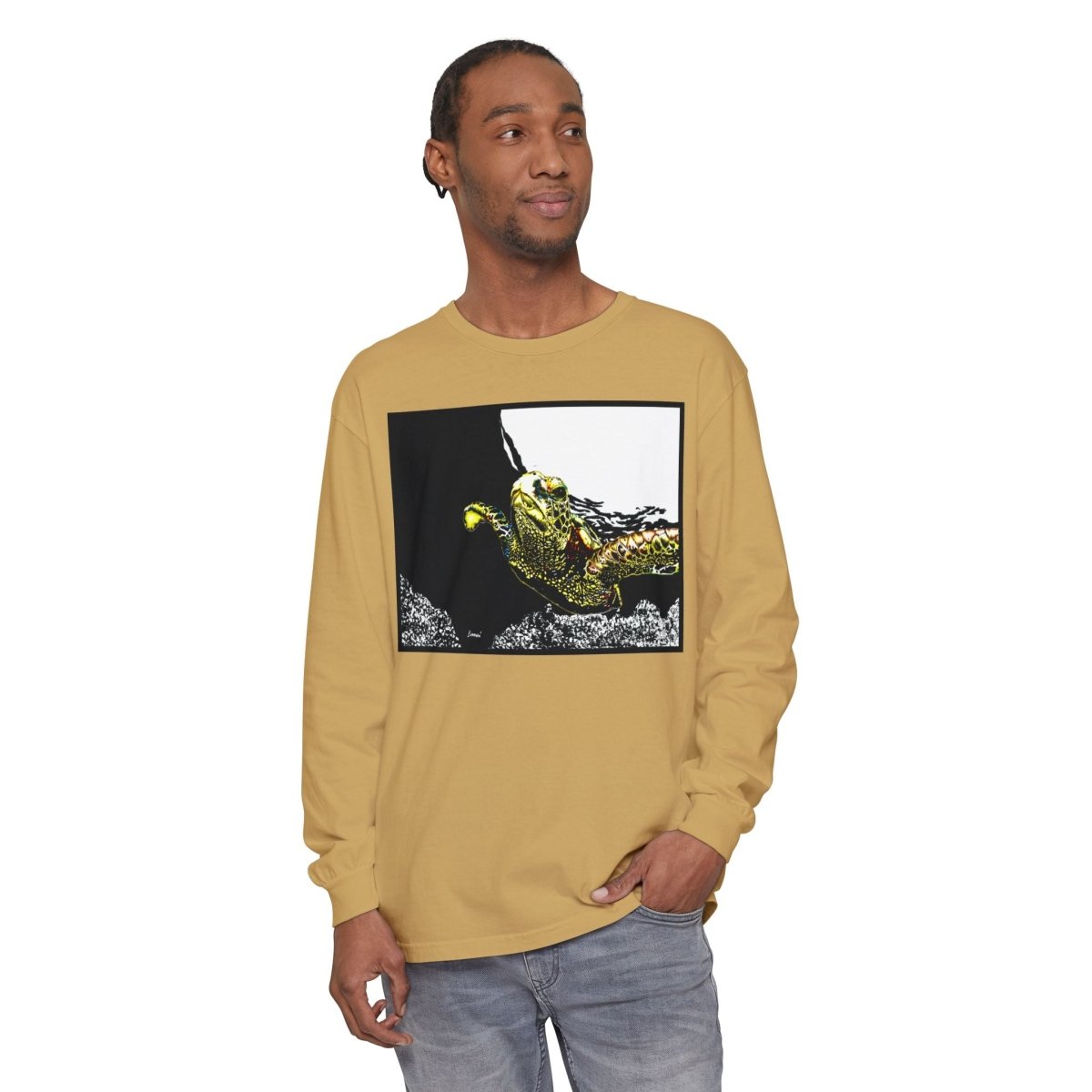 Unisex Long Sleeve T-Shirt with Vibrant Turtle Print – Perfect for Nature Lovers - Curran Artworks
