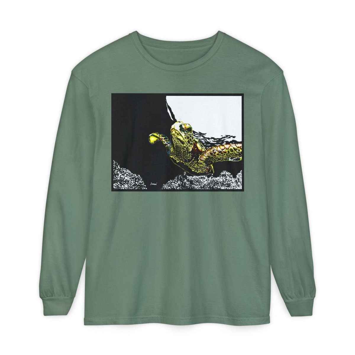 Unisex Long Sleeve T-Shirt with Vibrant Turtle Print – Perfect for Nature Lovers - Curran Artworks