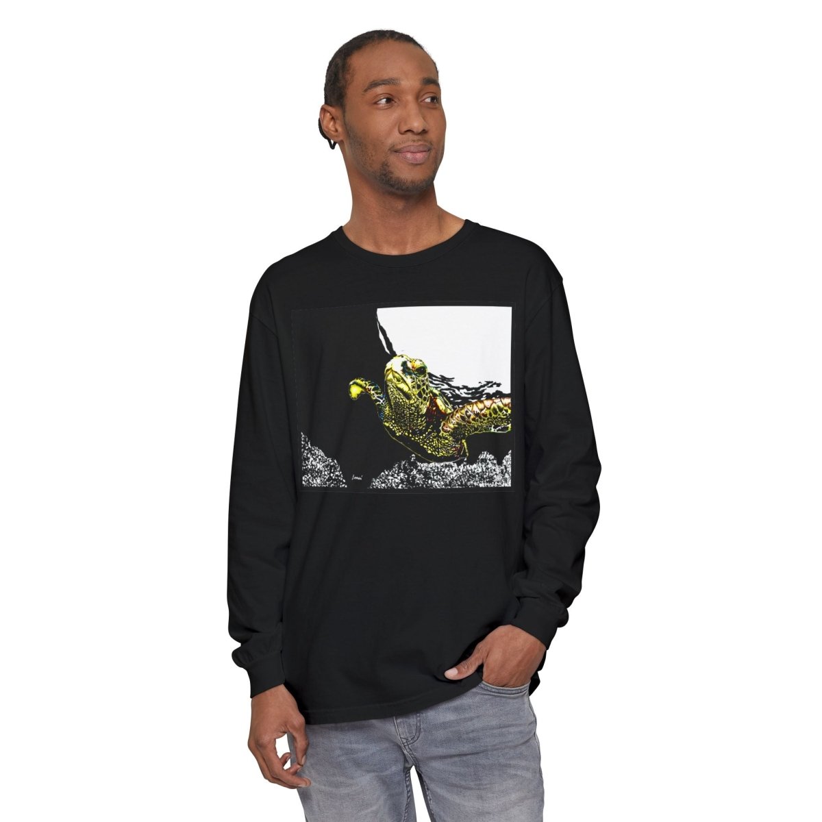 Unisex Long Sleeve T-Shirt with Vibrant Turtle Print – Perfect for Nature Lovers - Curran Artworks