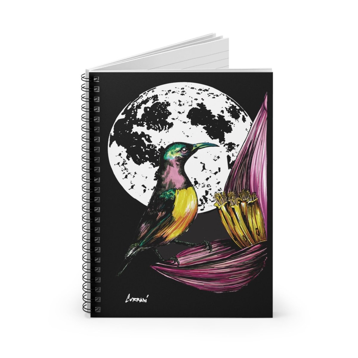 Vibrant Bird Art Spiral Notebook - Handmade Ruled Lines for Creative Souls - Curran Artworks