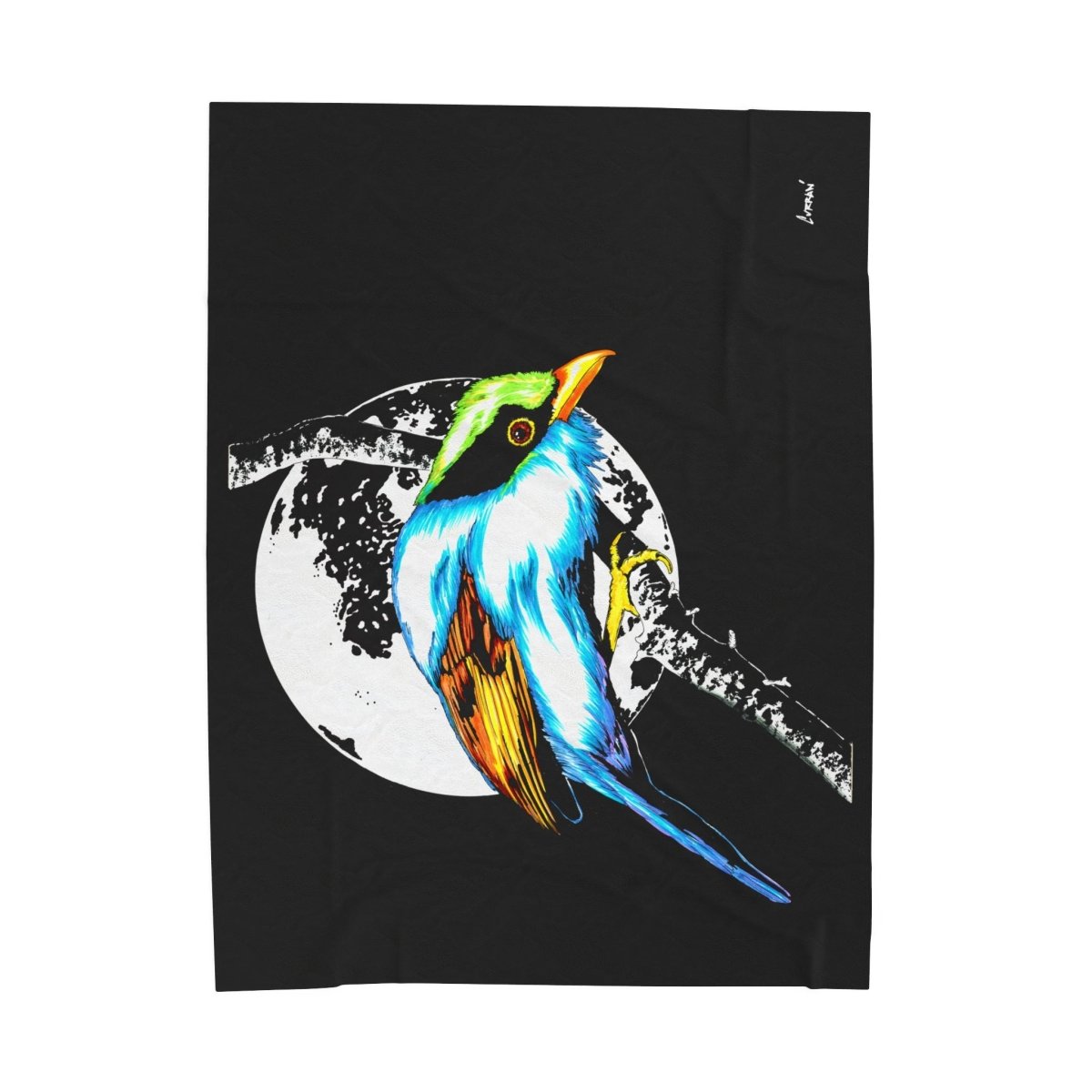 Vibrant Bird Design Velveteen Plush Blanket - Cozy & Stylish Home Decor - Curran Artworks