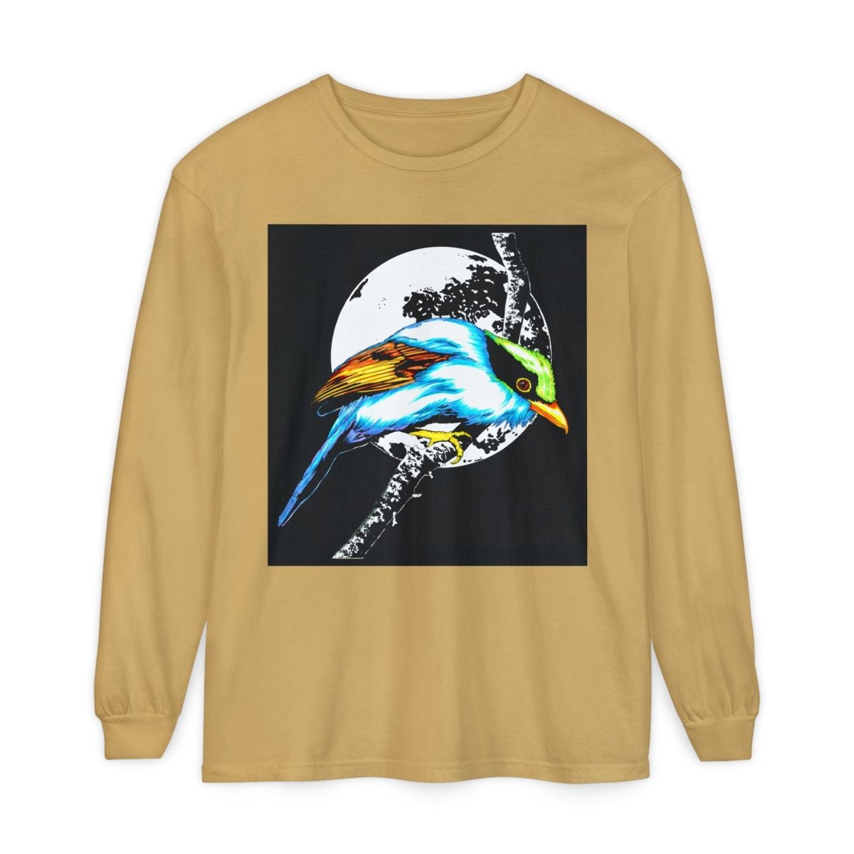 Vibrant Exotic colorful Bird Graphic Long Sleeve T-Shirt - Unisex Nature Apparel - Curran Artworks