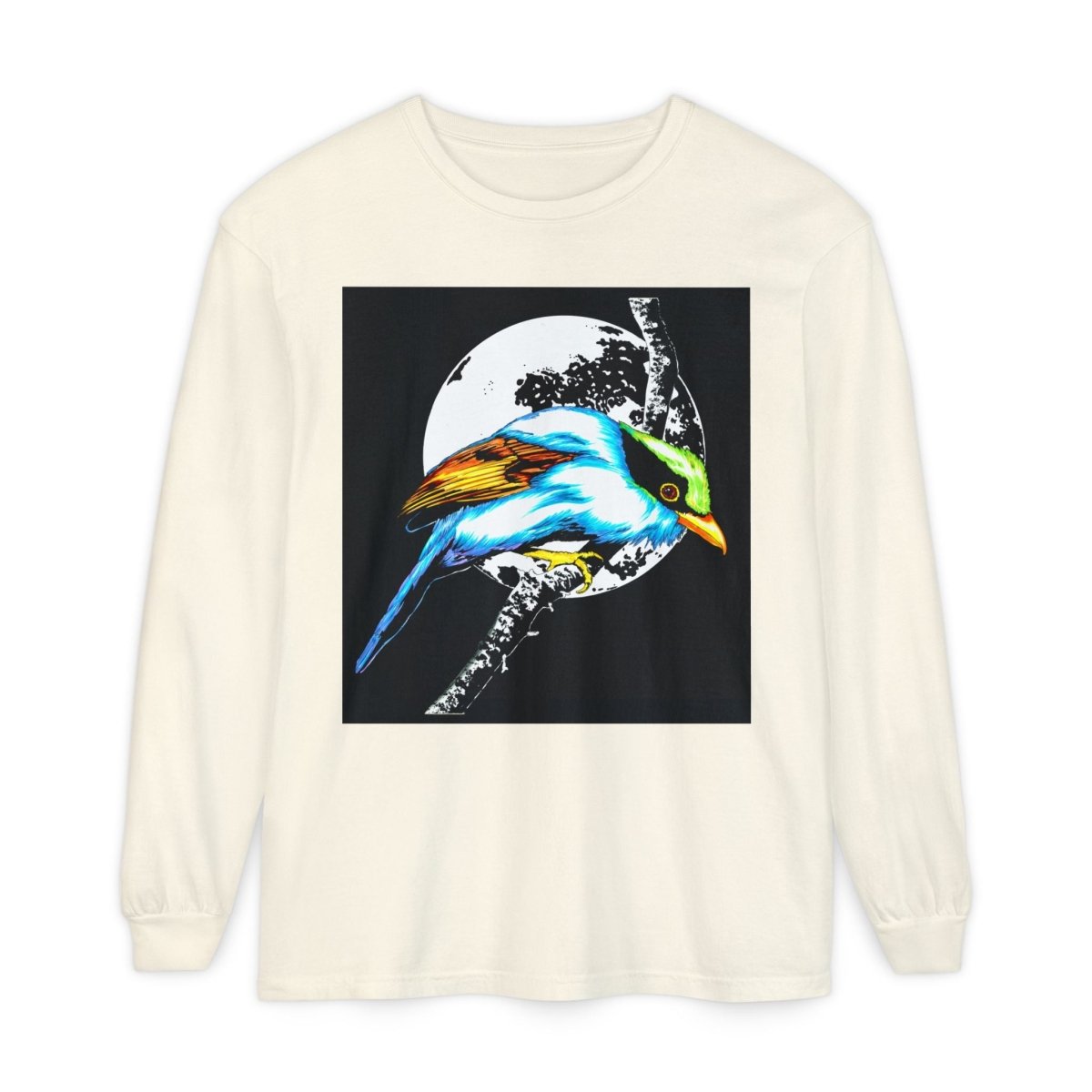 Vibrant Exotic colorful Bird Graphic Long Sleeve T-Shirt - Unisex Nature Apparel - Curran Artworks