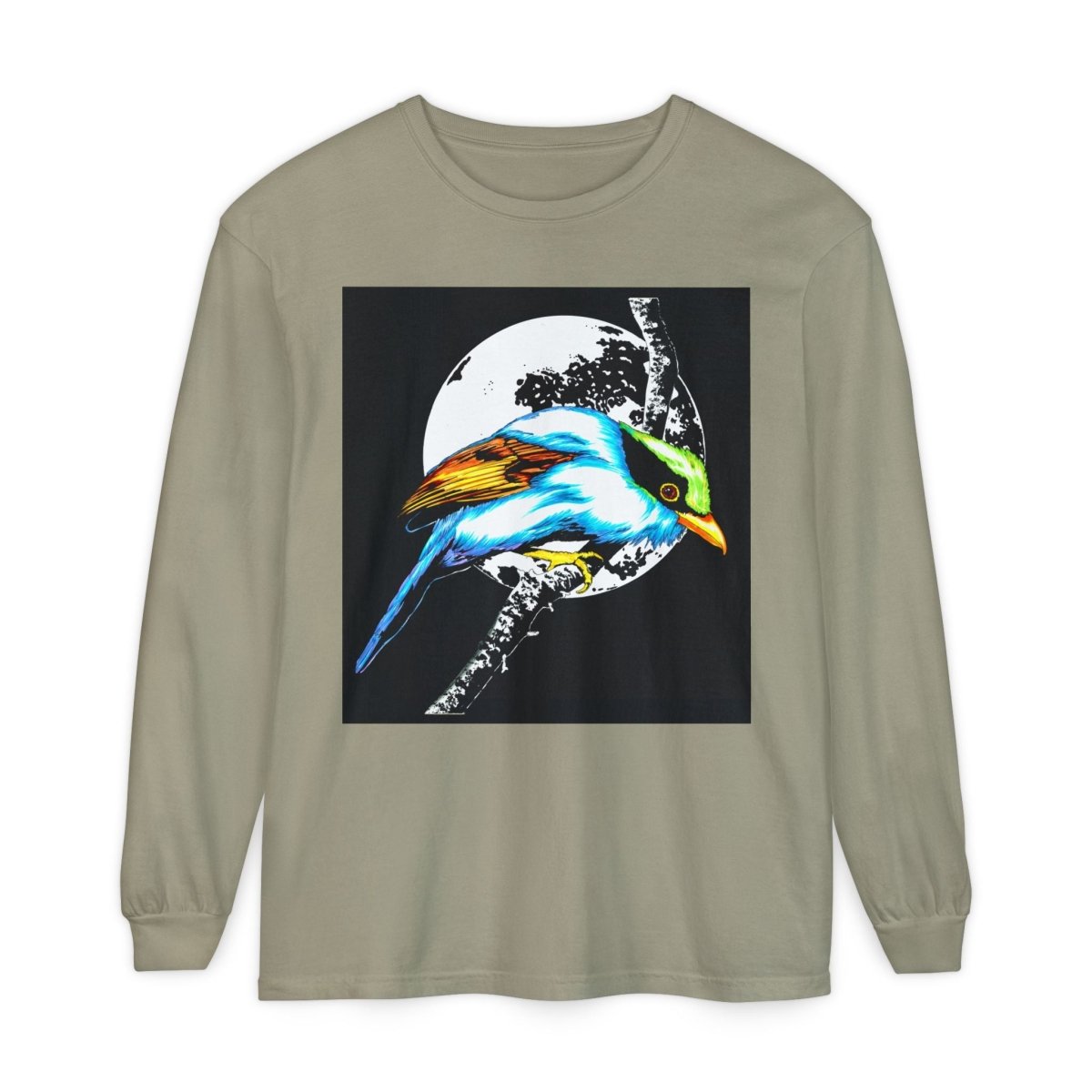Vibrant Exotic colorful Bird Graphic Long Sleeve T-Shirt - Unisex Nature Apparel - Curran Artworks
