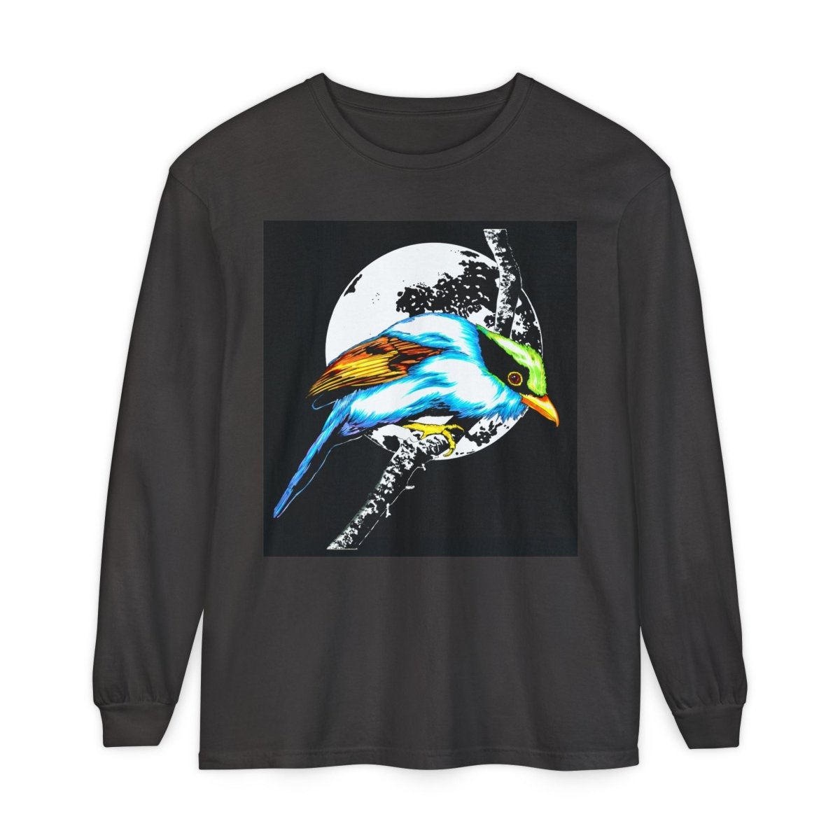 Vibrant Exotic colorful Bird Graphic Long Sleeve T-Shirt - Unisex Nature Apparel - Curran Artworks