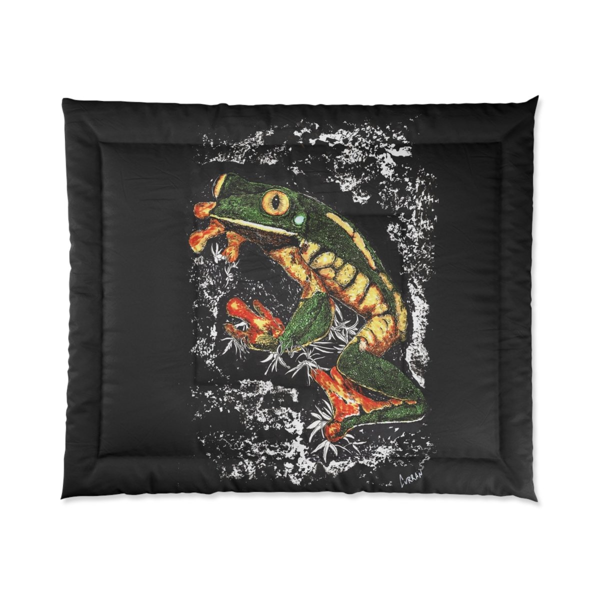 Vibrant Frog Comforter - Cozy Blanket for Nature Lovers - Curran Artworks