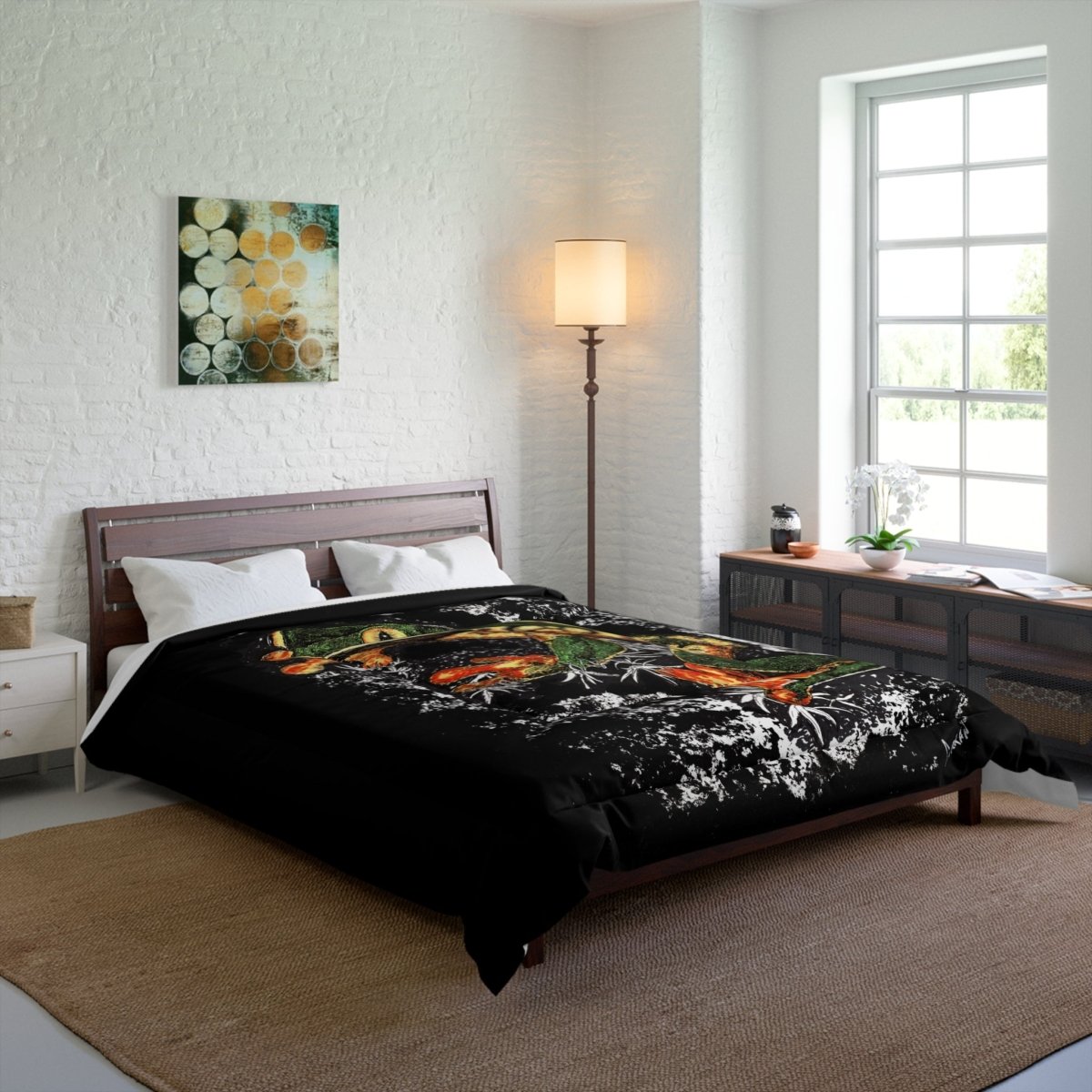 Vibrant Frog Comforter - Cozy Blanket for Nature Lovers - Curran Artworks
