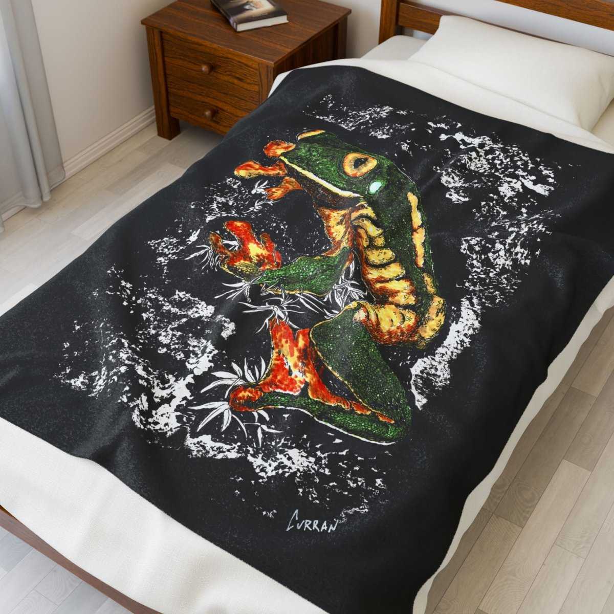 Vibrant Frog Velveteen Plush Blanket - Perfect for Cozy Nights & Nature Lovers - Curran Artworks