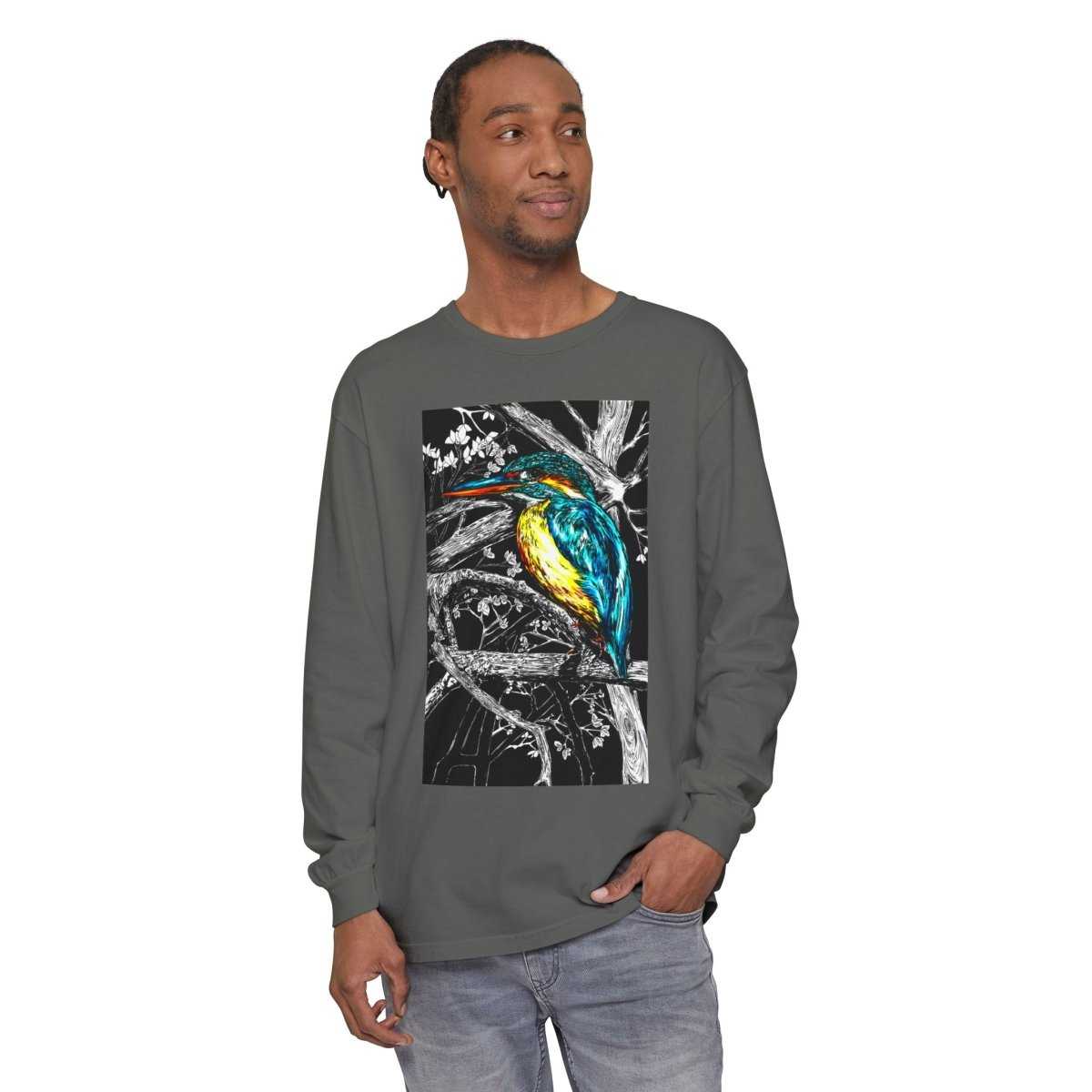 Kingfisher Long Sleeve T-Shirt - Unisex Garment-Dyed