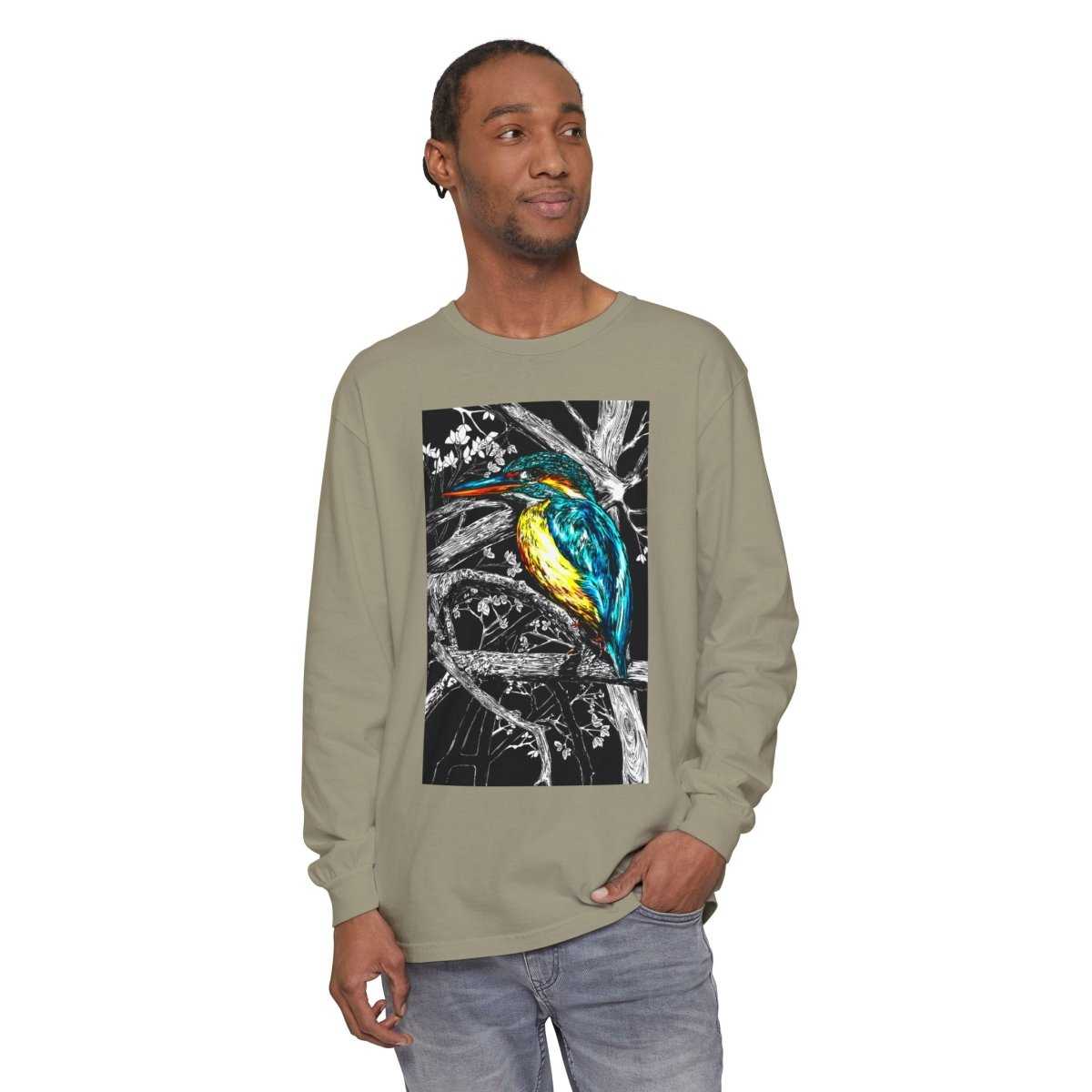 Kingfisher Long Sleeve T-Shirt - Unisex Garment-Dyed