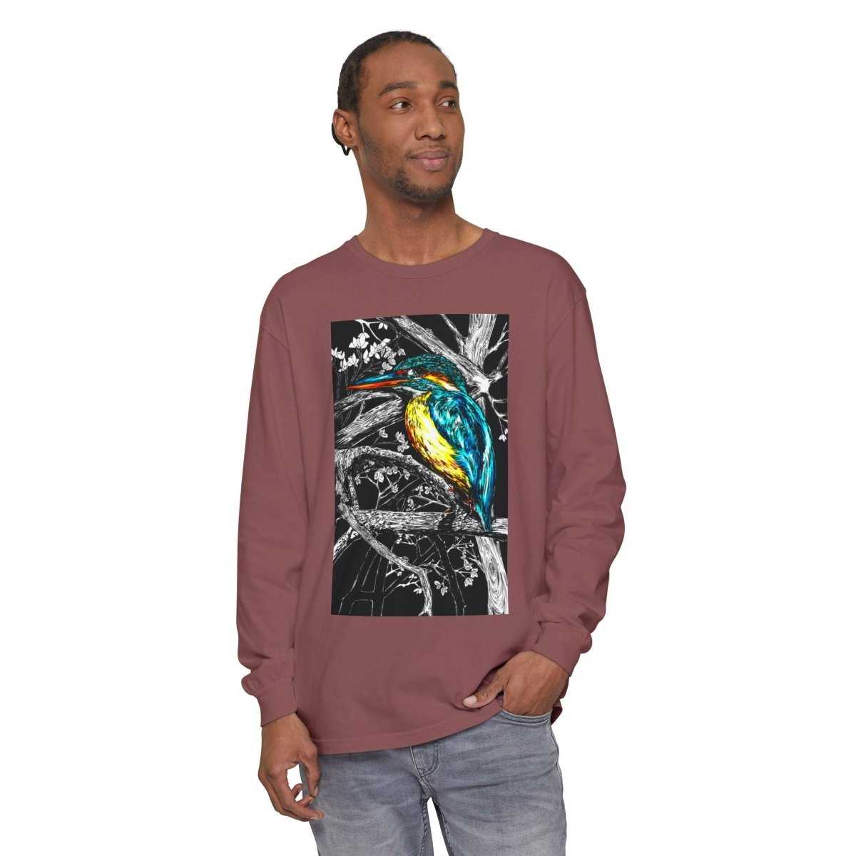 Kingfisher Long Sleeve T-Shirt - Unisex Garment-Dyed