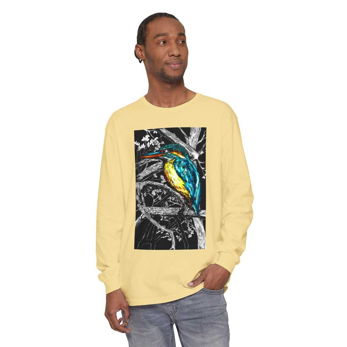 Kingfisher Long Sleeve T-Shirt - Unisex Garment-Dyed