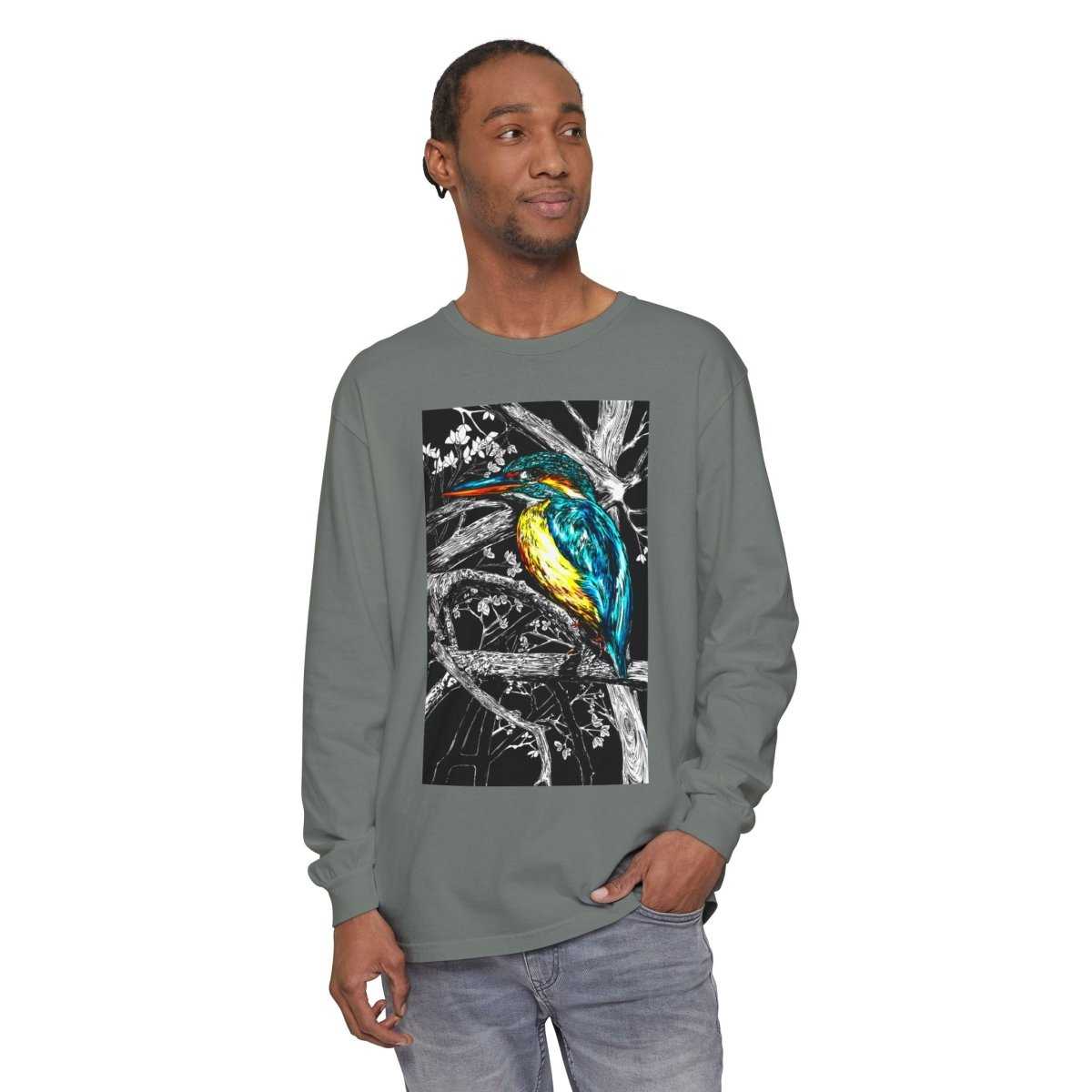 Kingfisher Long Sleeve T-Shirt - Unisex Garment-Dyed