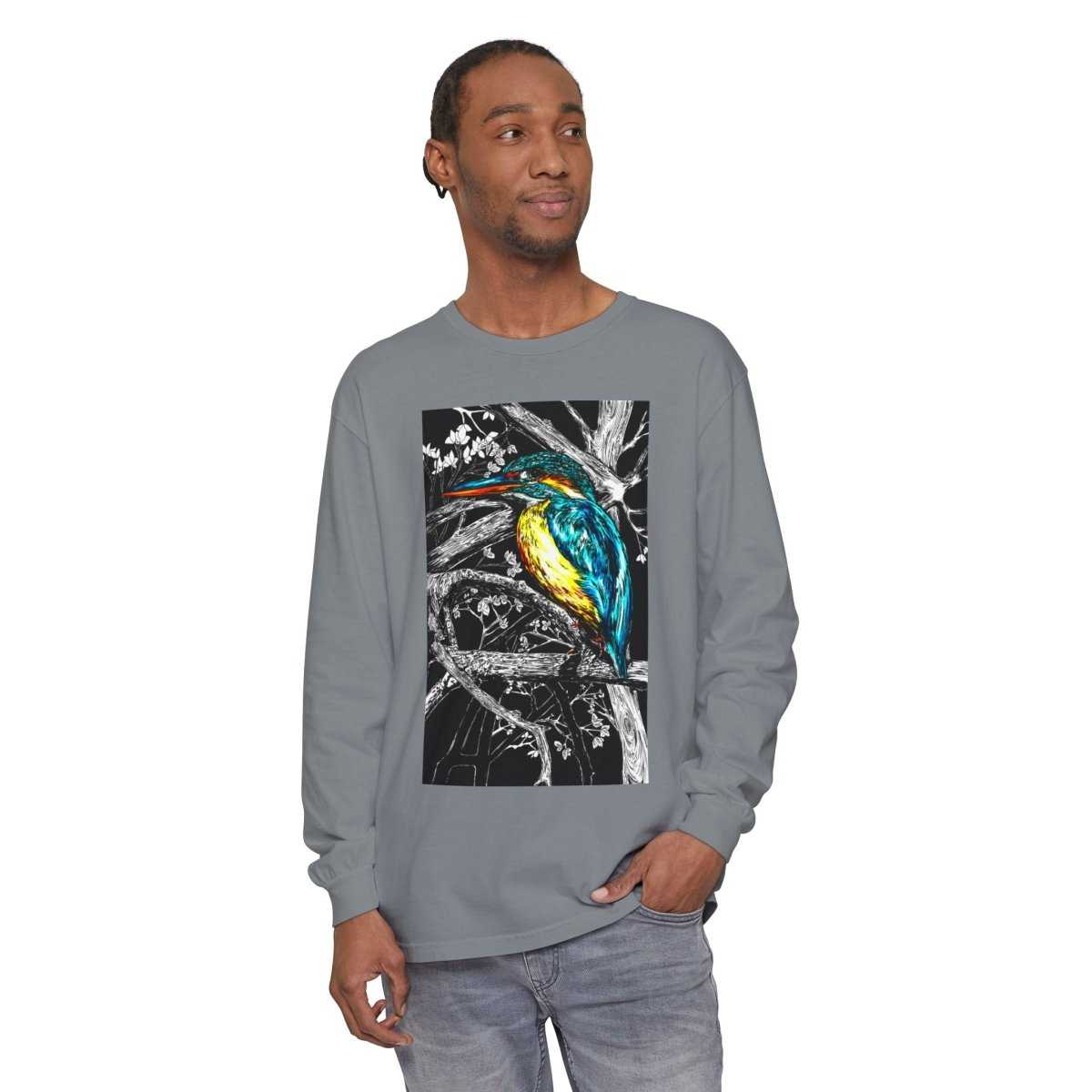 Kingfisher Long Sleeve T-Shirt - Unisex Garment-Dyed