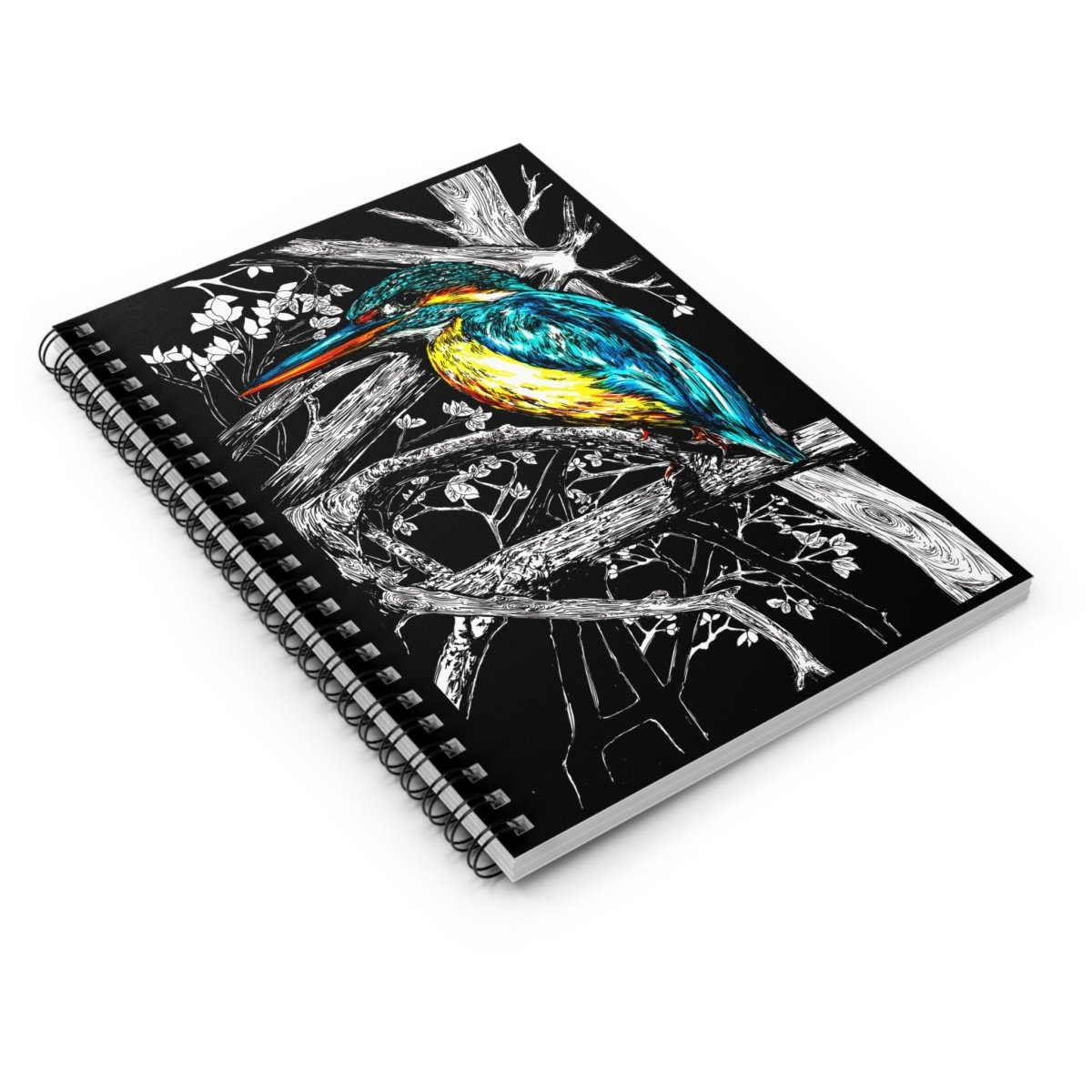 Vibrant Kingfisher Spiral Notebook - Eco - Friendly Ruled Lines - Curran Artworks